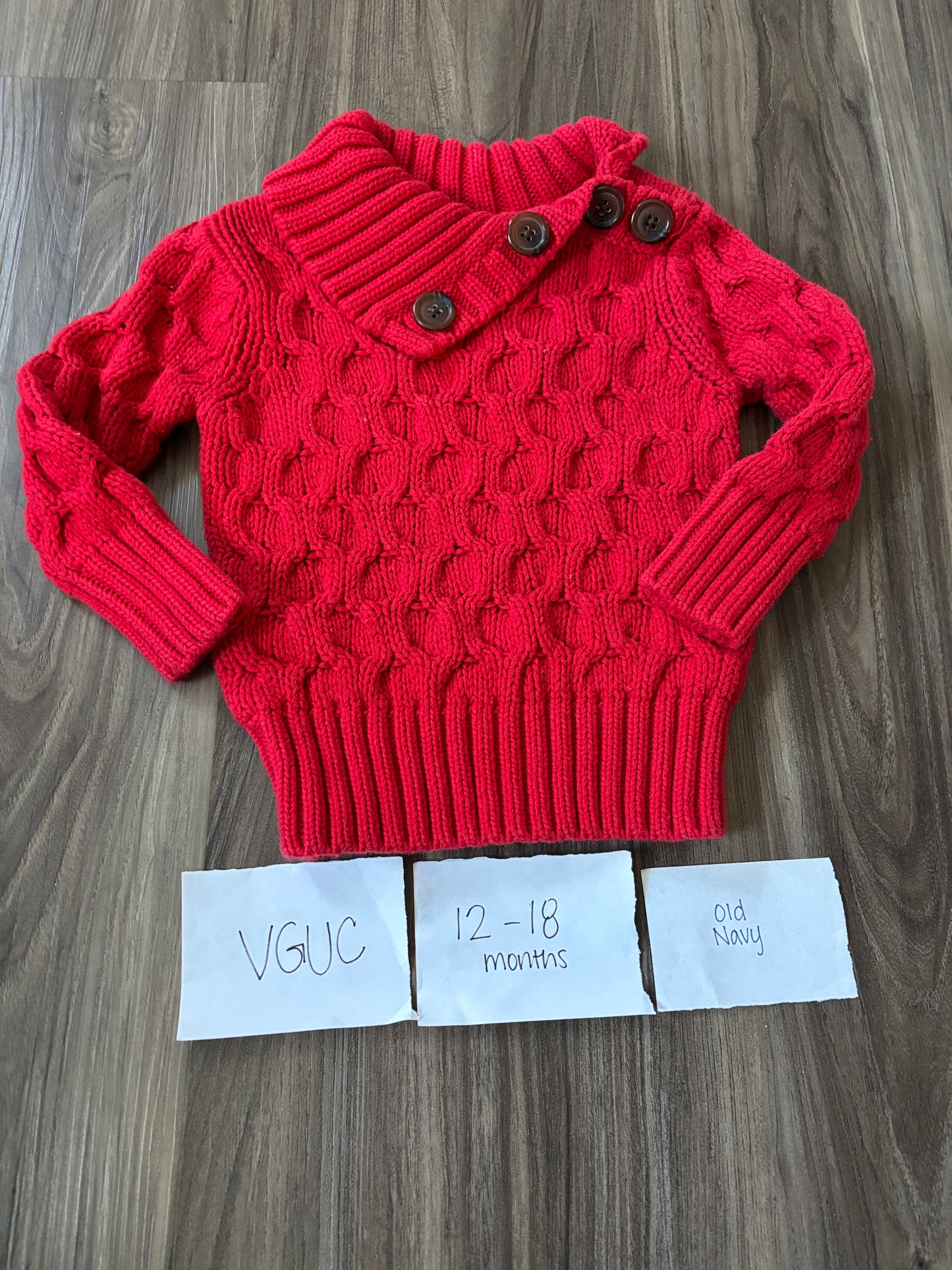#138 - 12-18 Mo - VGUC Old Navy - Red Sweater - PU 45236