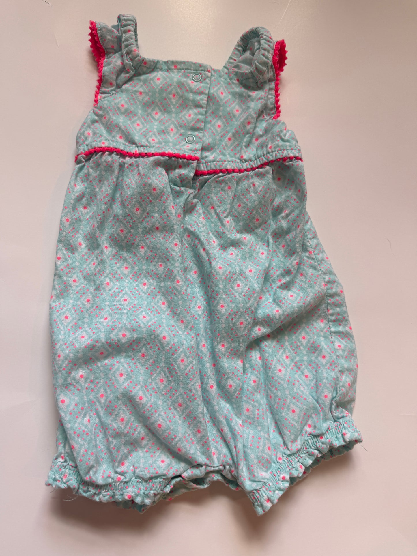 #116 Cherokee blue and pink romper girls 6-9 months