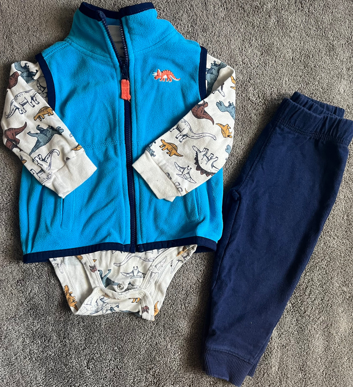 Seller #13 Carter’s boys 12 months 3 piece dinosaur outfit