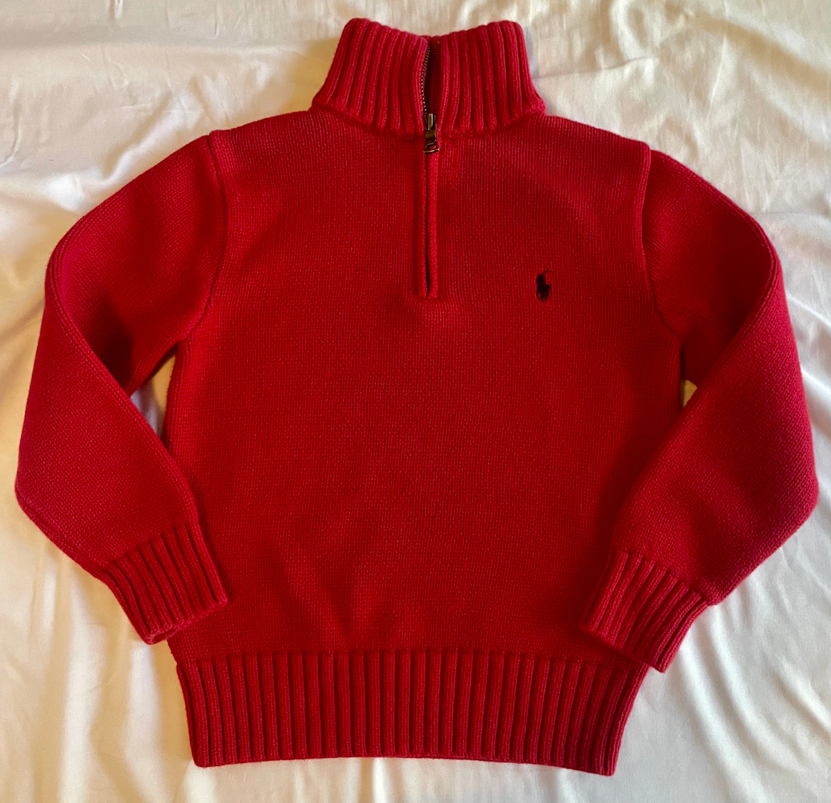 Seller #73 Polo Ralph Lauren Red Quarter Zip Sweater Boys Size 5