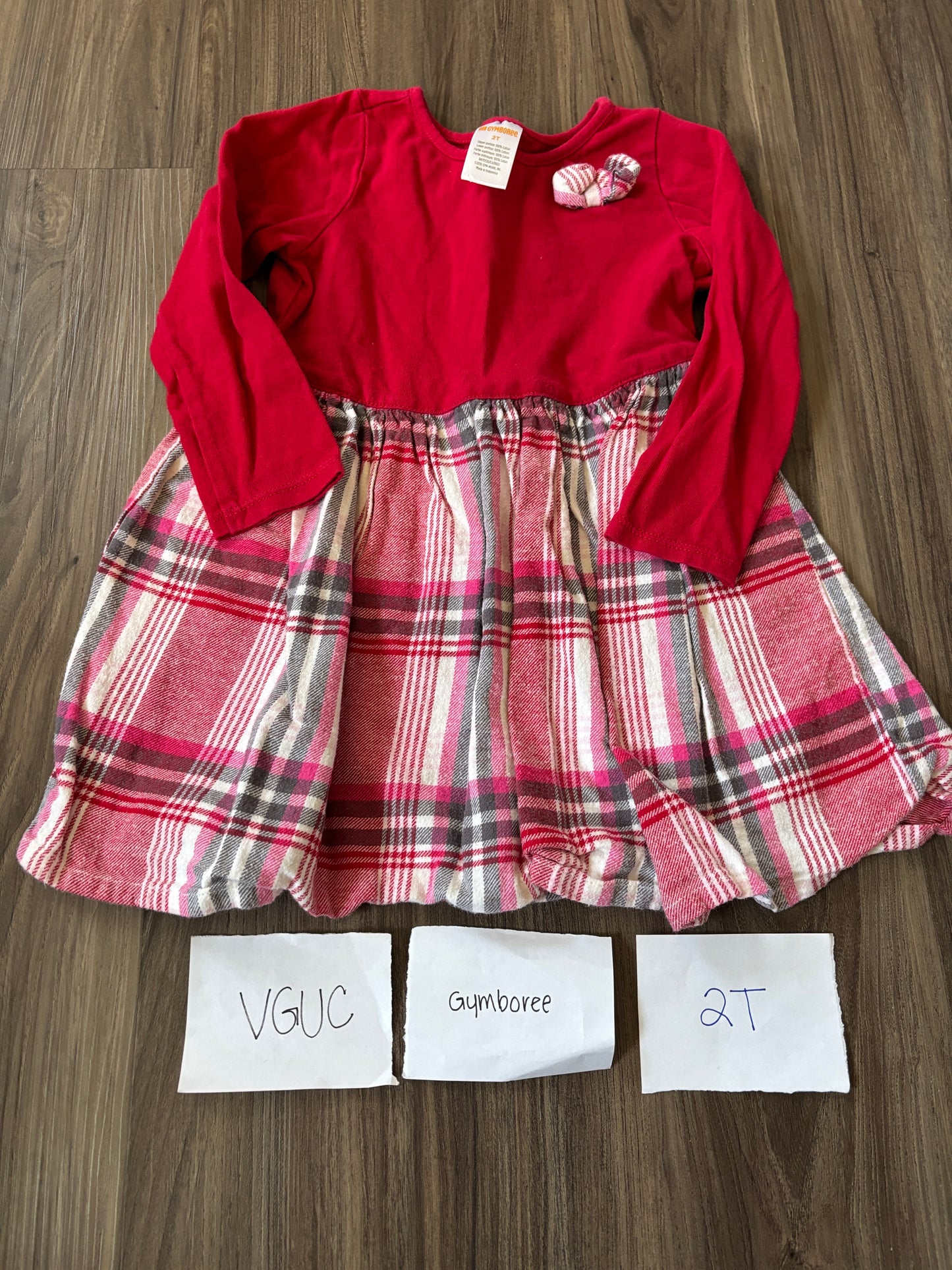 #138 - 2T - VGUC Gymboree - Red Plaid Dress - PU 45236