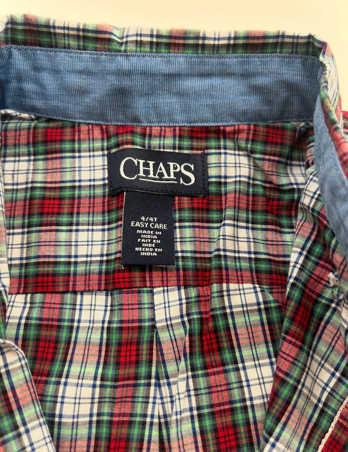 #200 Boys 4T Chaps holiday plaid button down long sleeve shirt