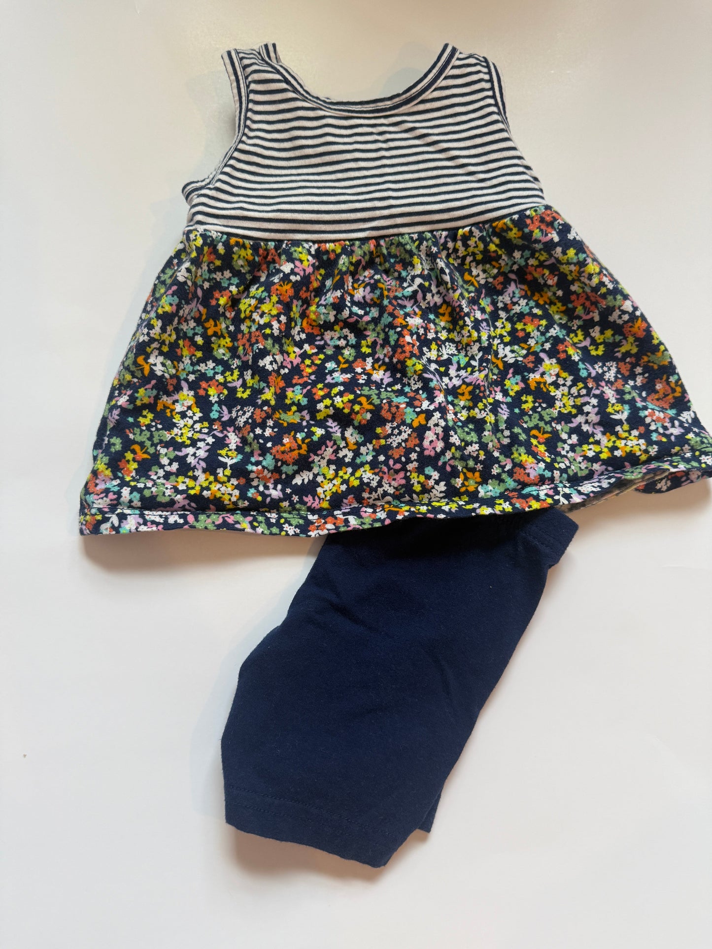 REDUCED #116 Carters stripe and flower shirt with bike shorts girls 9 months