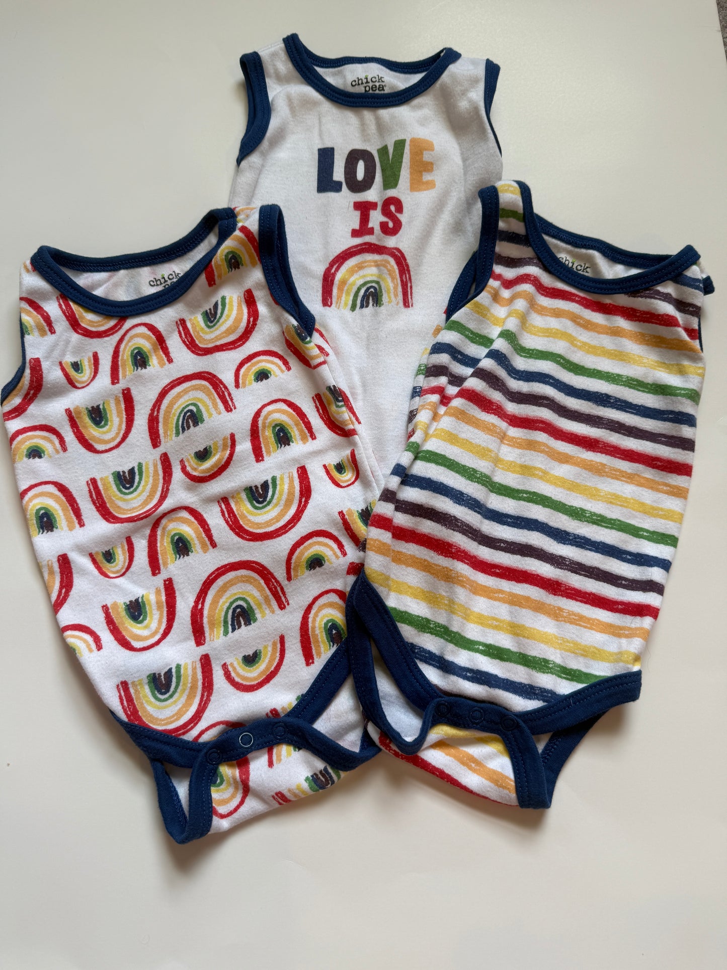 #116 Chick Pea Pride onesies Bundle (3) gender neutral 6-9 months