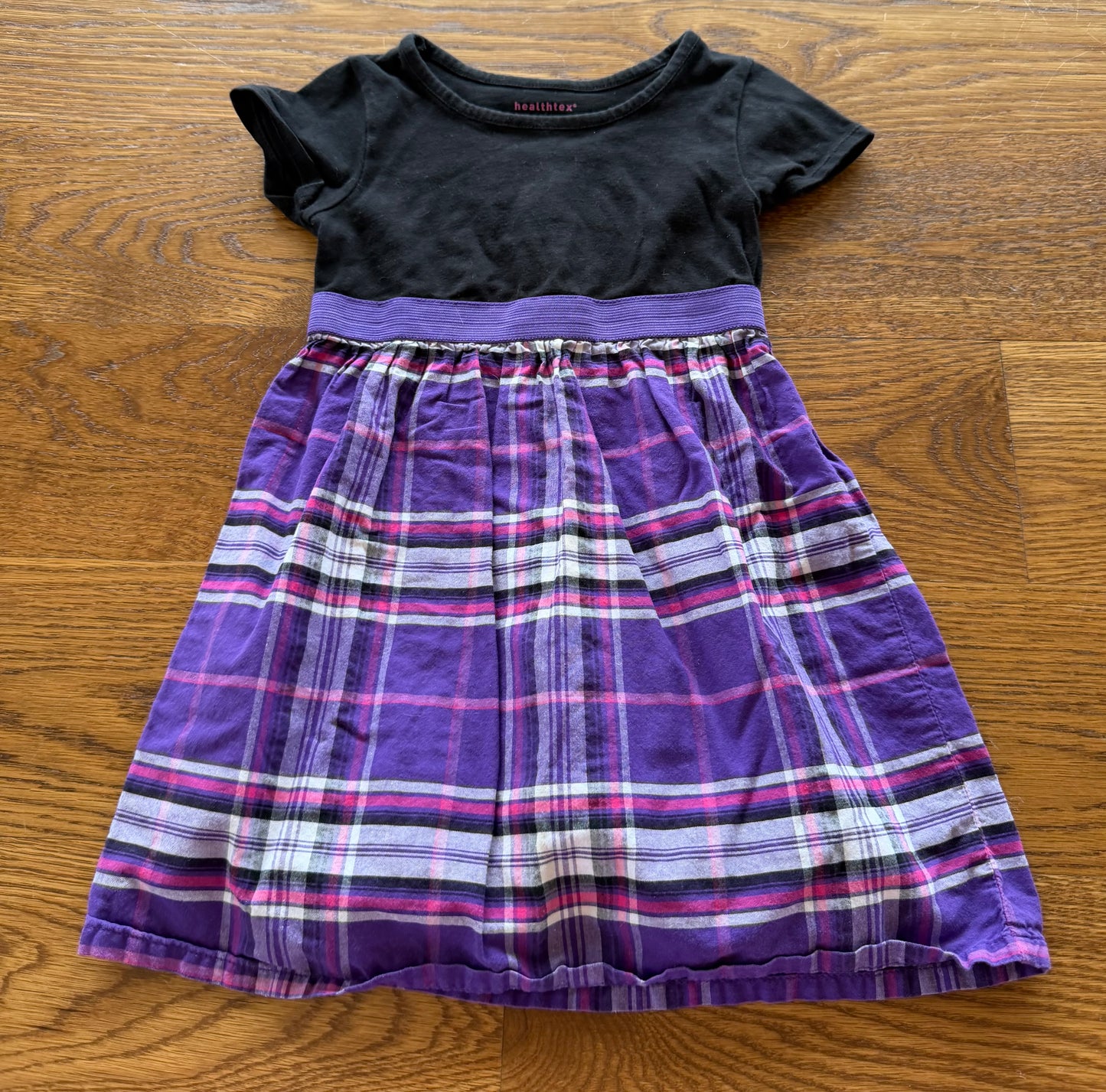 52 - Girls 3T Dress, Black on top with purple plaid on bottom