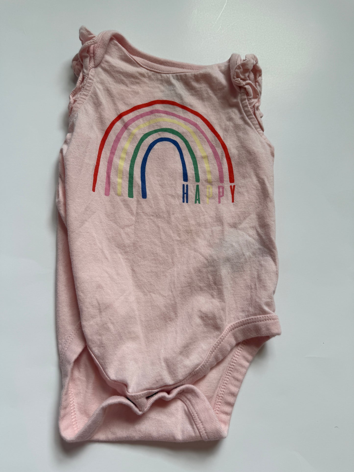 #116 Gap Baby Rainbow Happy onesie girls 6-12 months