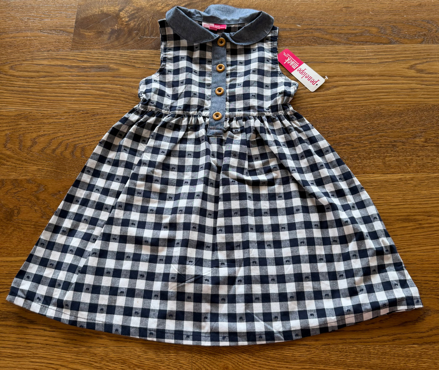 52 - Girls 4T NWT Navy and White Checked Dress