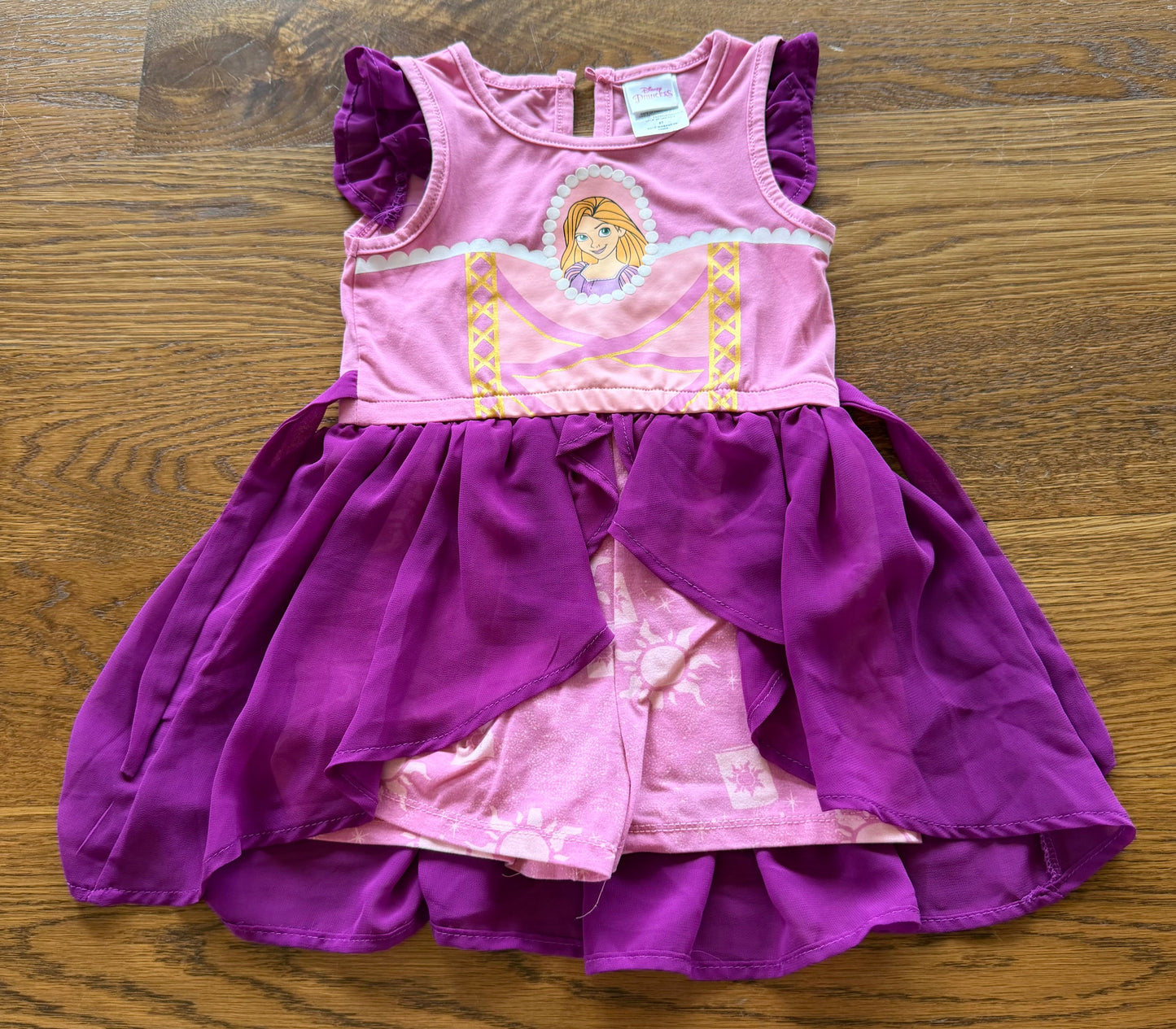 52 - Girls 4T Disney Rapunzel Romper with Shorts and Skirt Overlay