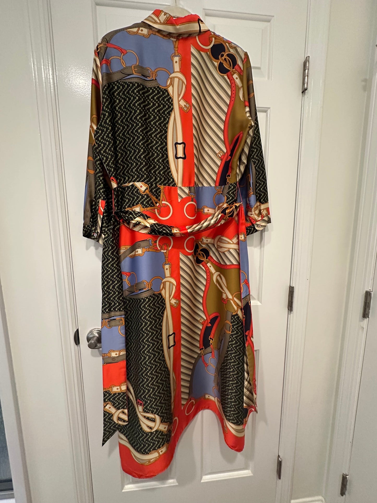 #85 Zara Silk Belted Shirt Dress, Women’s L