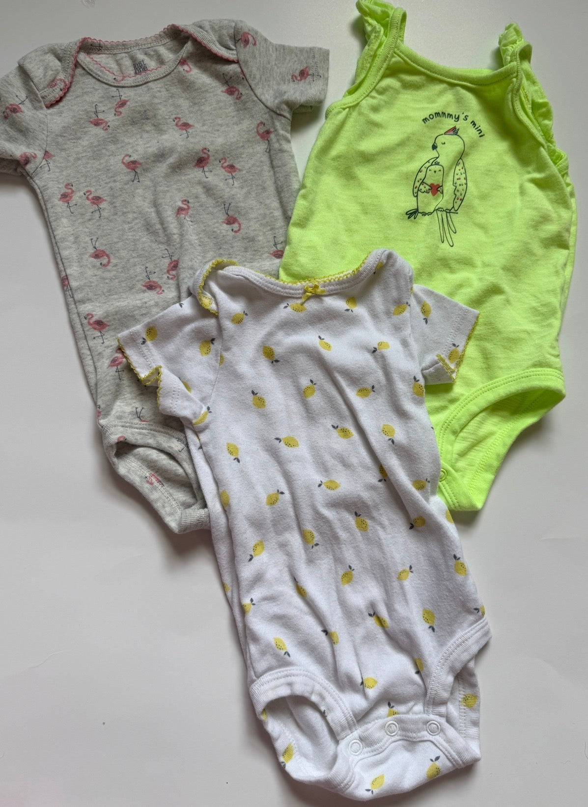 #116 carters bundle of summer onesies (3) girls 9 months