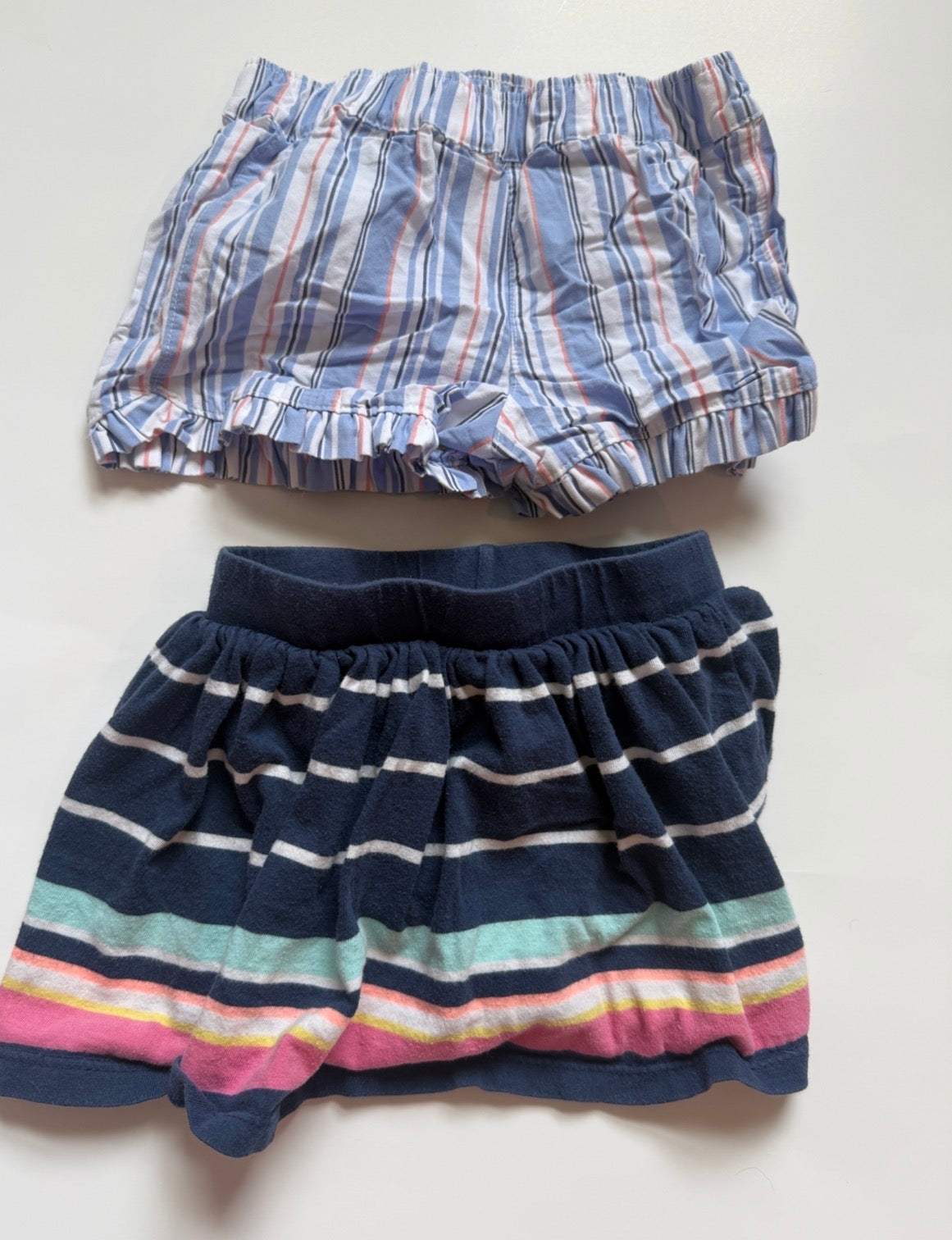 #116 Striped shorts and striped skort bundle girls size 18 months