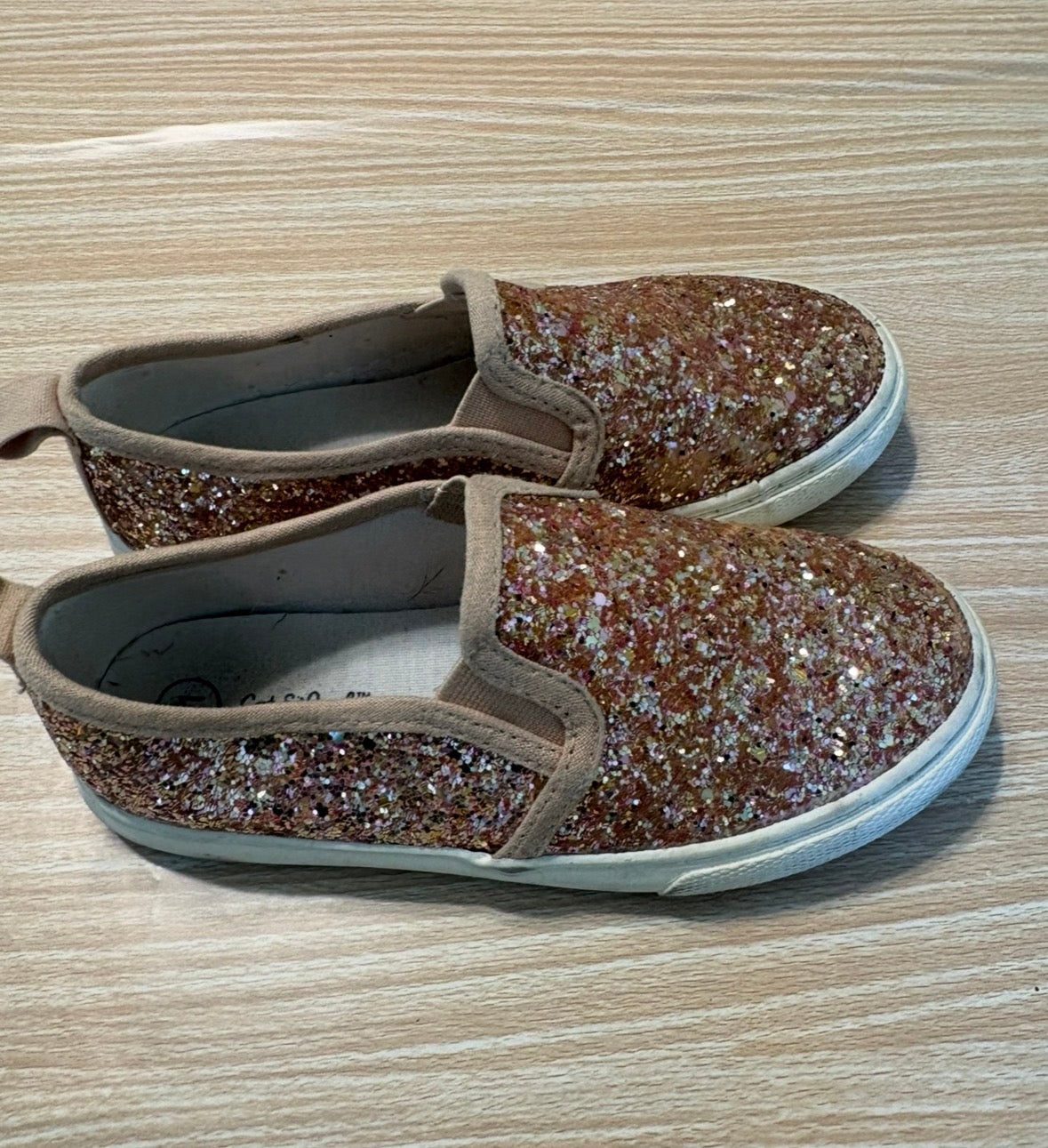 Seller #196 Toddler Cat & Jack Girl Gold Glitter Slides Size 11