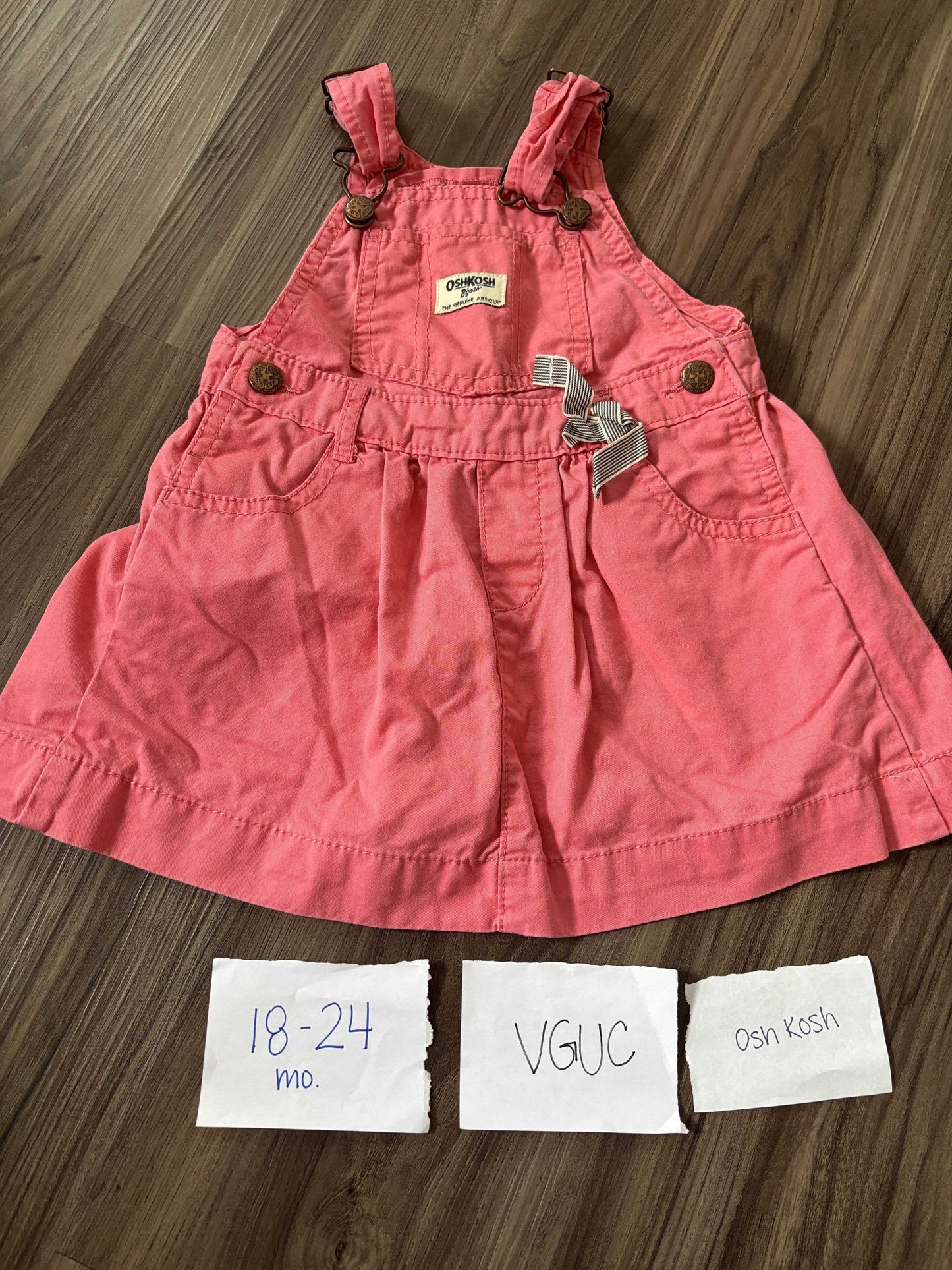 #77 - 18-24 Mo - VGUC Osh Kosh - Pink Skirted Overalls