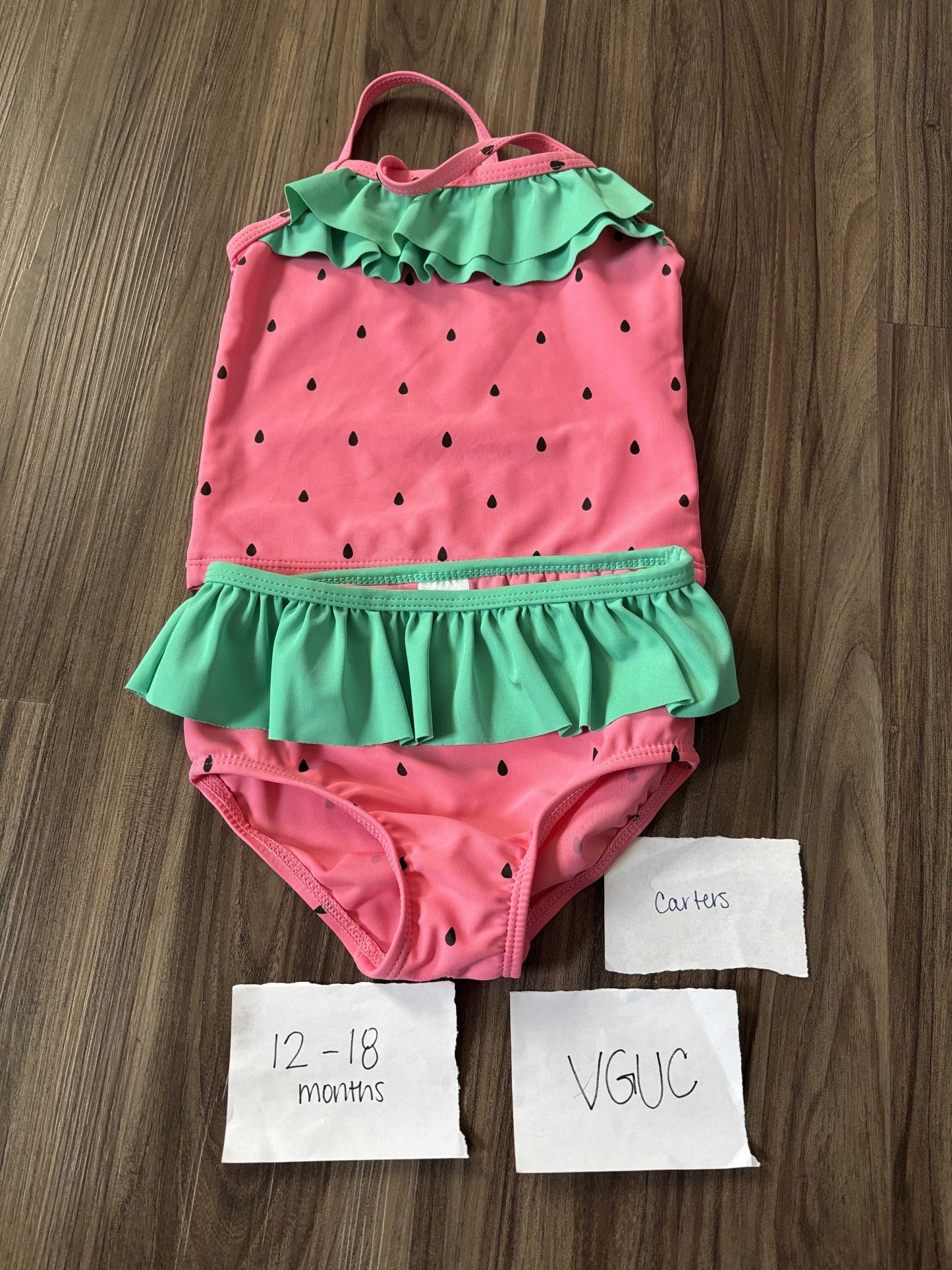 #77 - 12-18 Mo - VGUC Carters - Watermelon 2 Piece Swim Suit