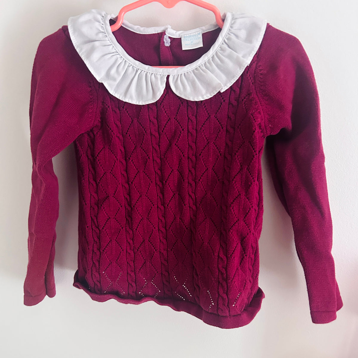#15 3t Edgehill Collection Burgundy Collar Sweater