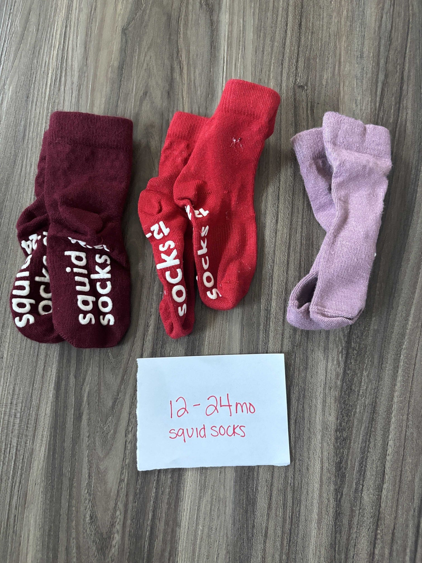 #138 - 12-24 Mo - EUC Squid Socks - 3 Pack Bamboo Squid Socks (babies can't pull off) - PU 45236