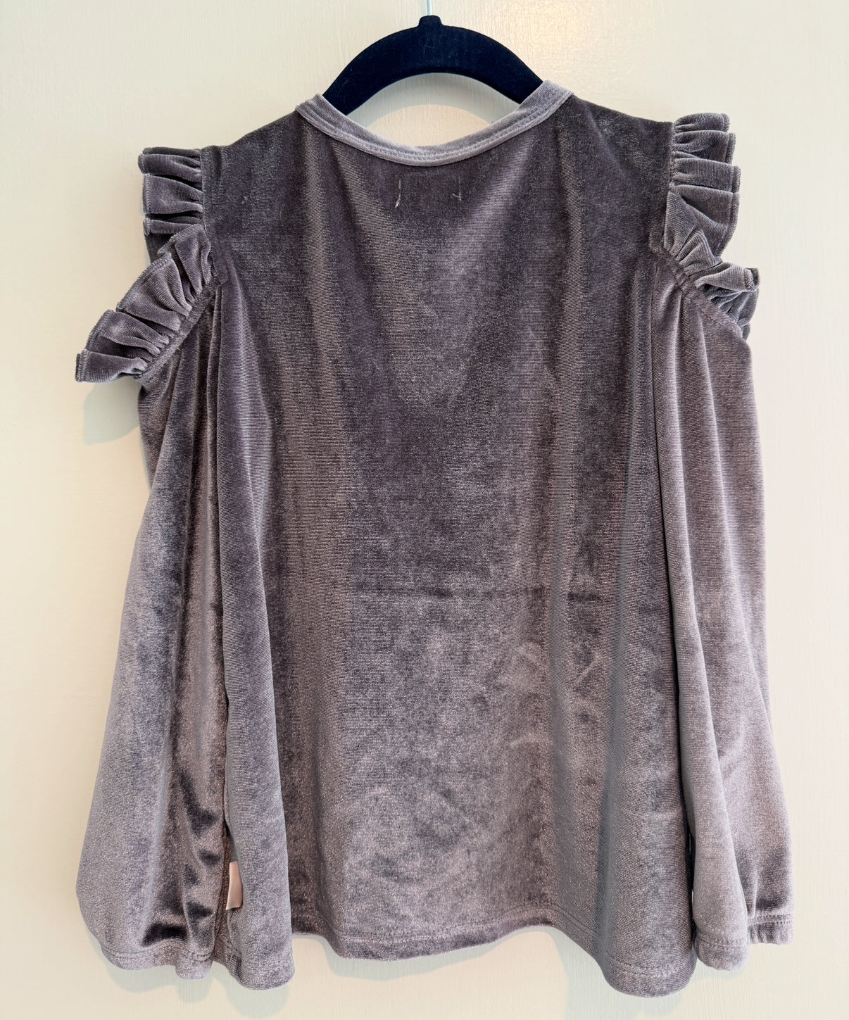 #146 - REDUCED Girls 3T BCBG Velvet Blouse Top with Open Shoulder Detail