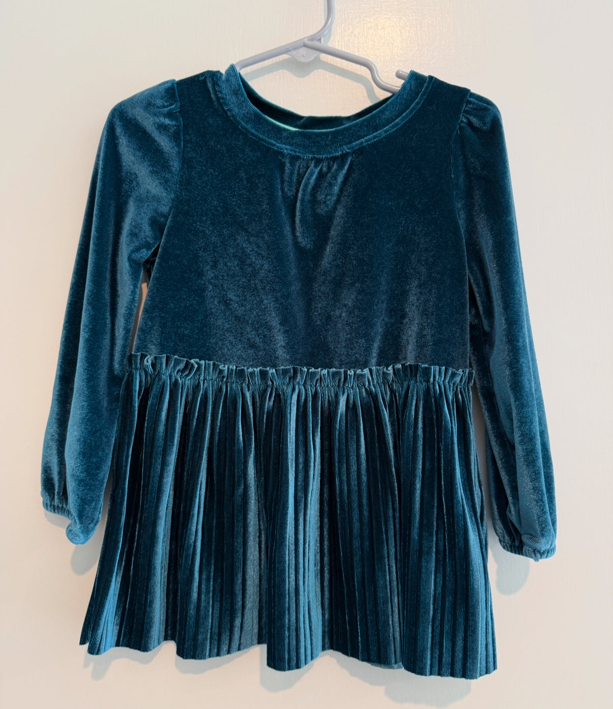#146 - REDUCED Girls 3T Velvet Teal Dress | C&J