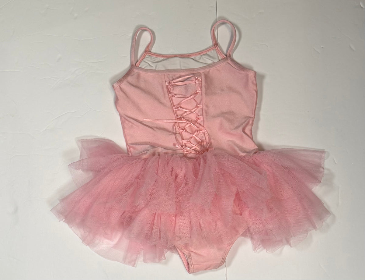 #141 Girls 5Y Sweet Honey Pink Leotard with Sparkles and Tulle Skirt