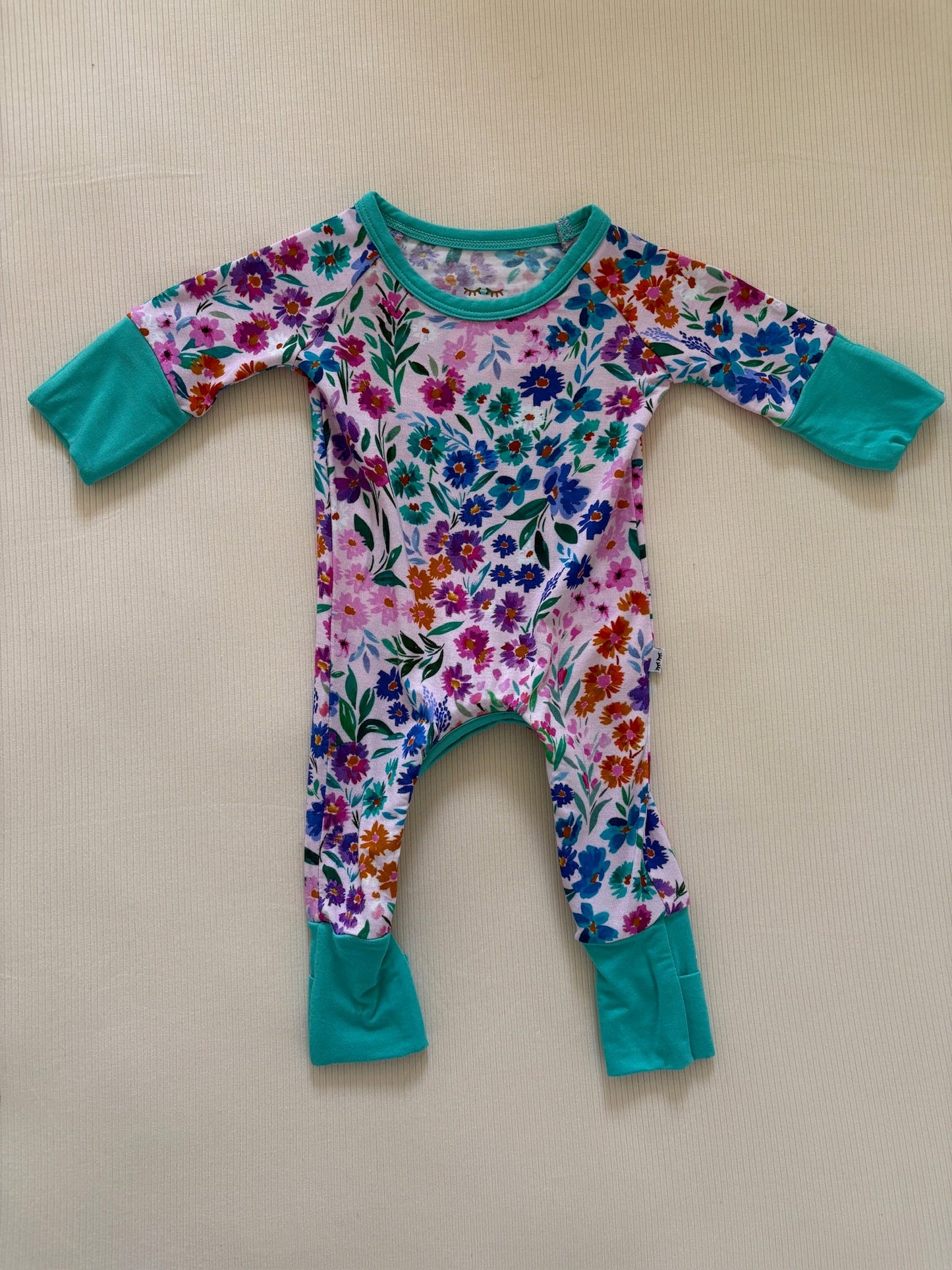 Seller #105 - Preemie Girls Little Sleepies Sweet Pea Floral Crescent Zippy EUC