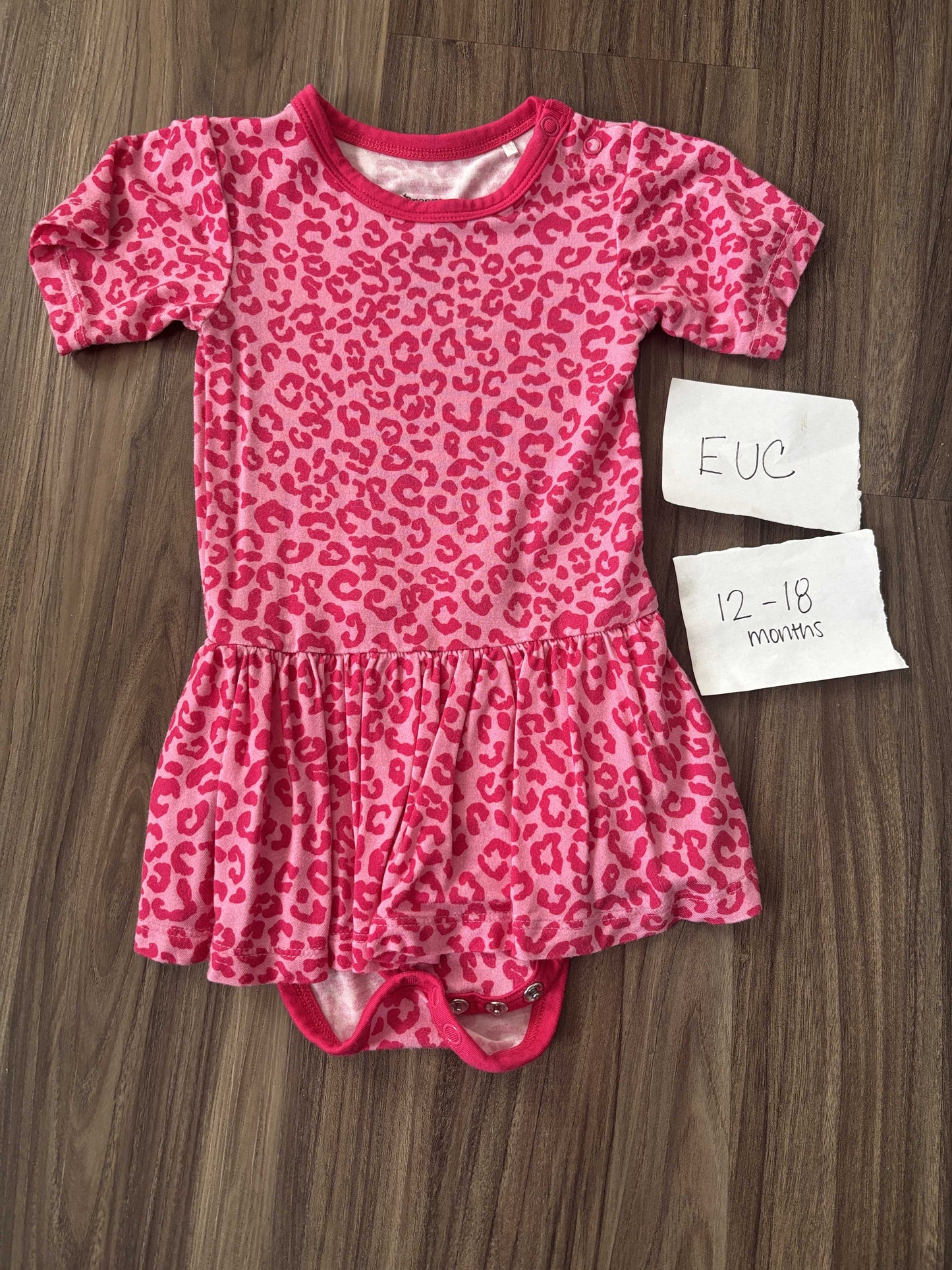 #138 - 12-18 Mo - Dream Big Little Co (Bamboo) EUC Pink Leopard Bodysuit Twirl