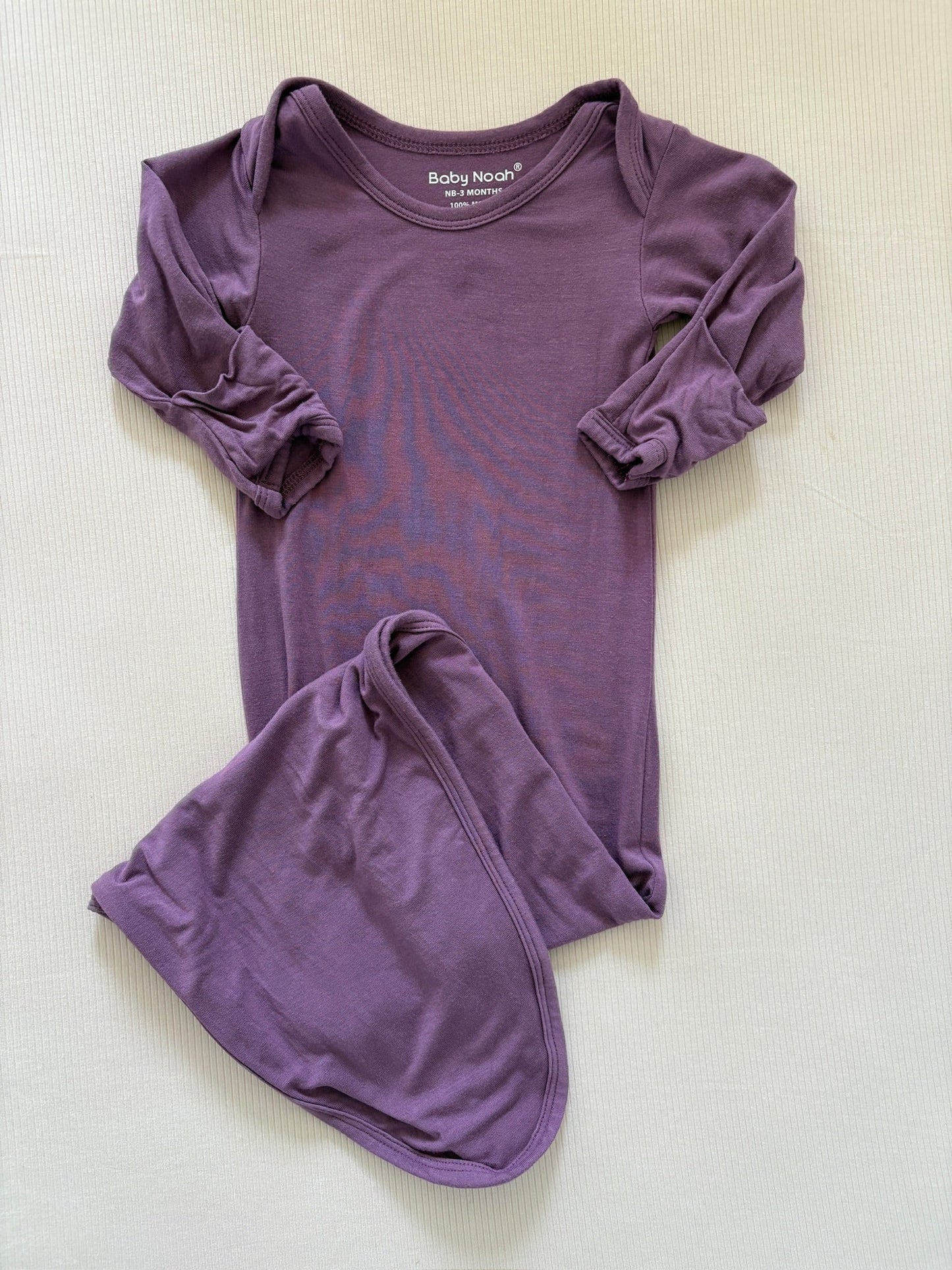 Seller #105 - NB - 3M Girls Baby Noah Purple Modal Knotted Gown GUC