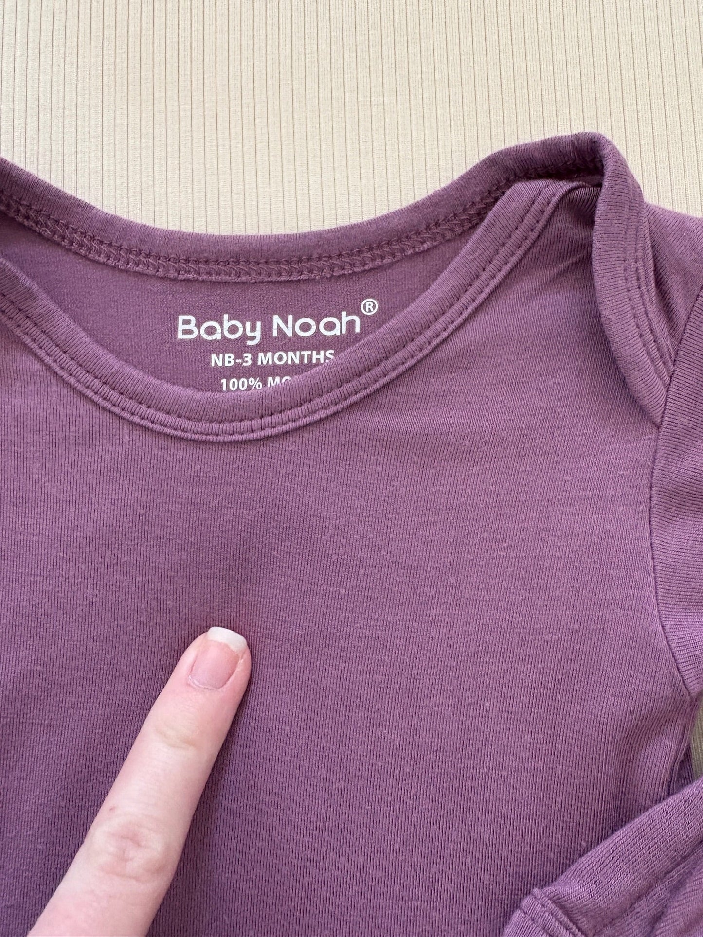 Seller #105 - NB - 3M Girls Baby Noah Purple Modal Knotted Gown GUC