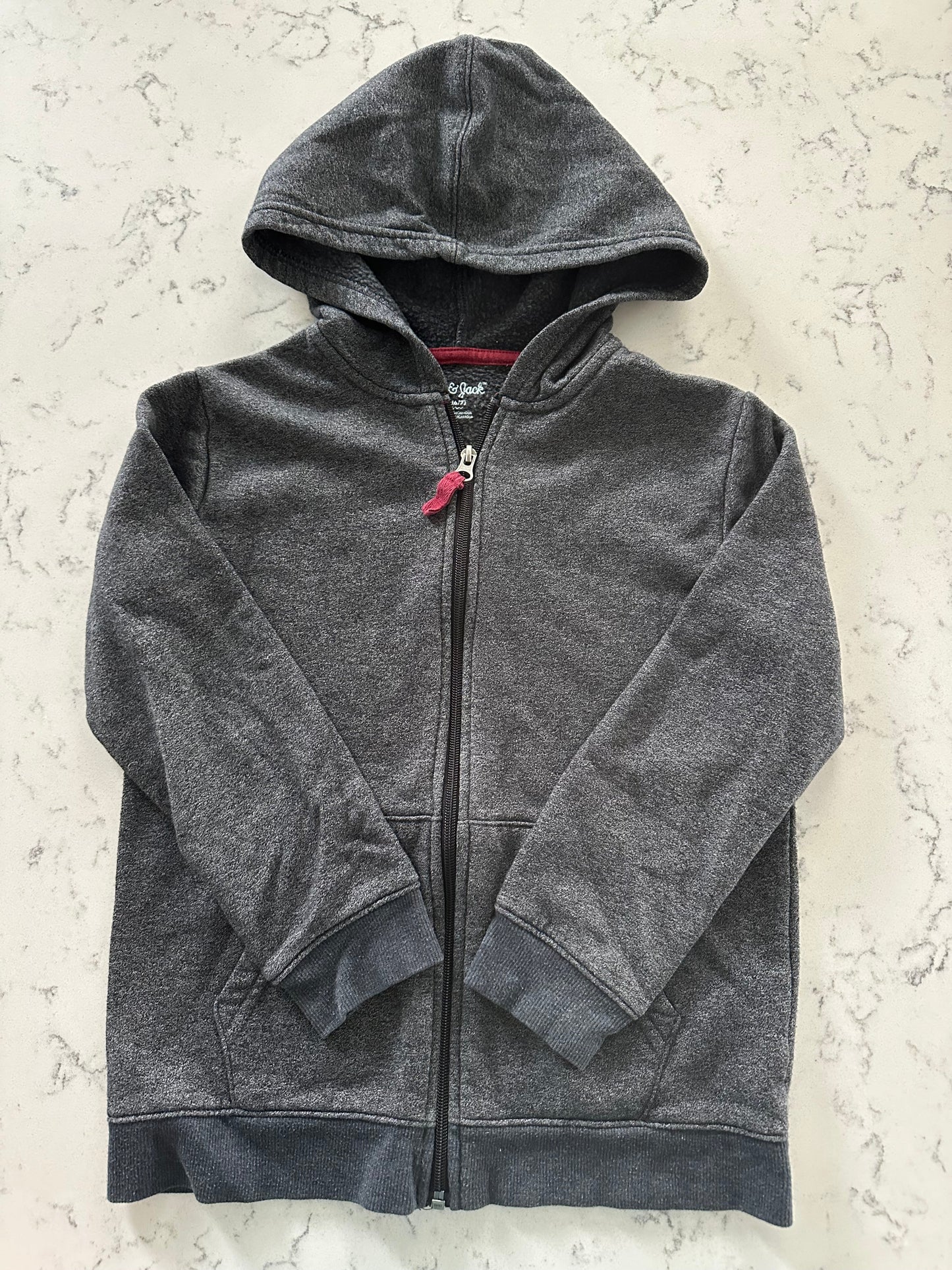 Seller 48, Cat & Jack Zip Hooded Sweatshirt, Heather Gray, Boys Size S (6/7) (1 of 2)