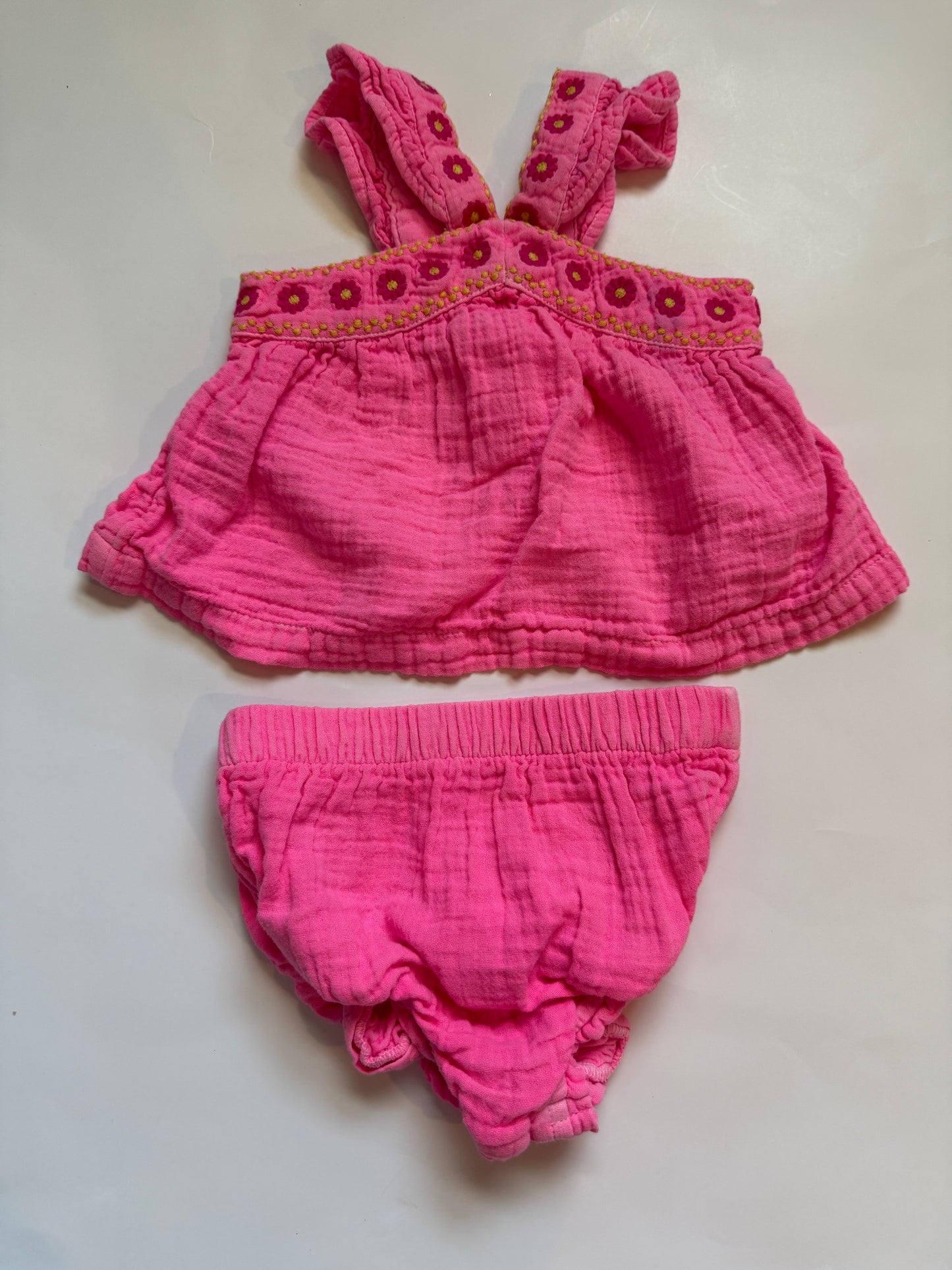 #116 Cat and Jack hot pink two piece outfit girls 3-6 months