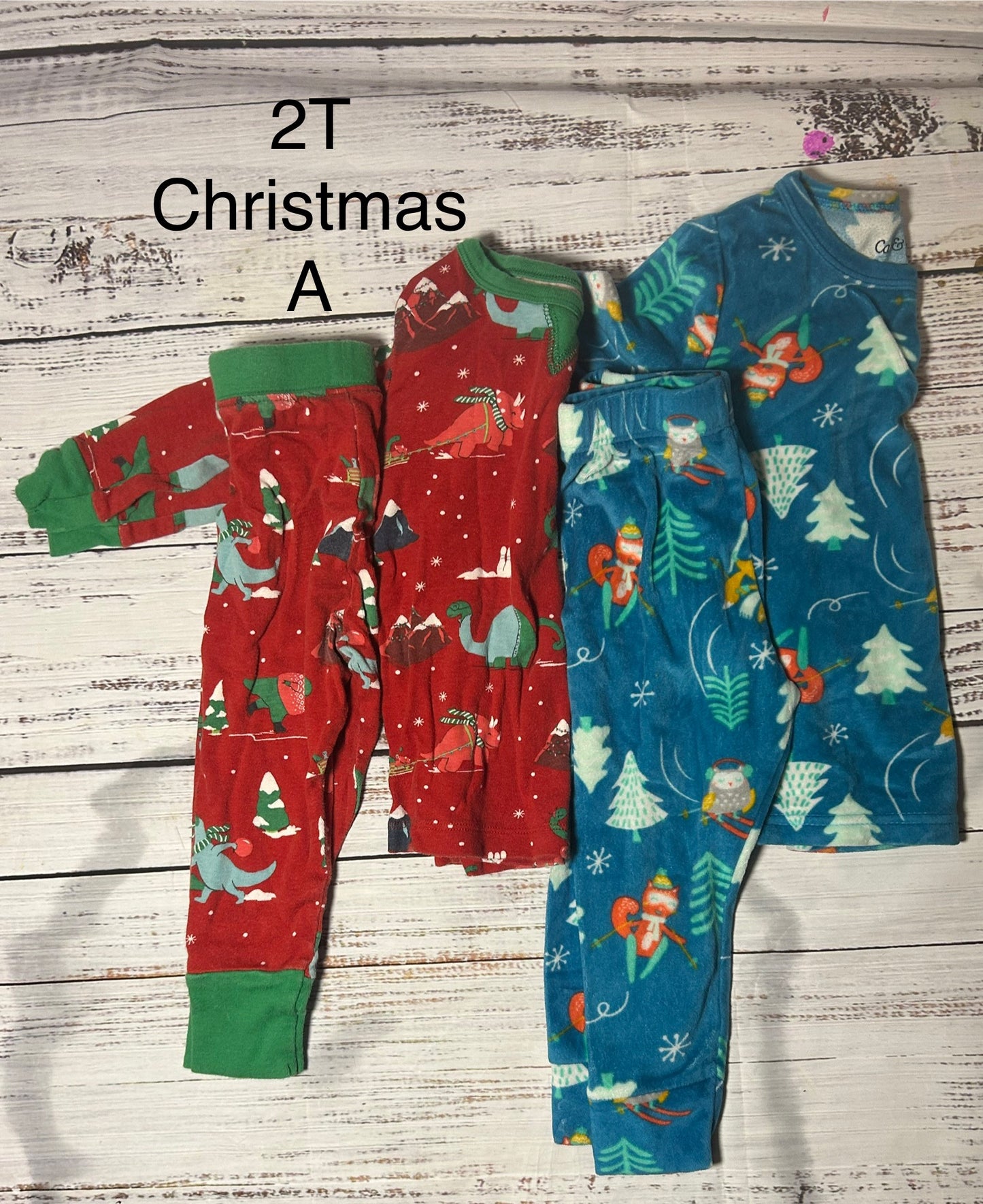 seller #62 4 pairs of 2T Christmas pajamas