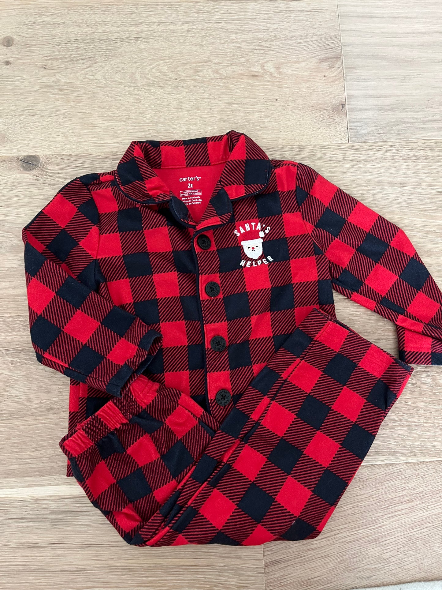 #110 Carter's Boys 2T Plaid Christmas Pajamas