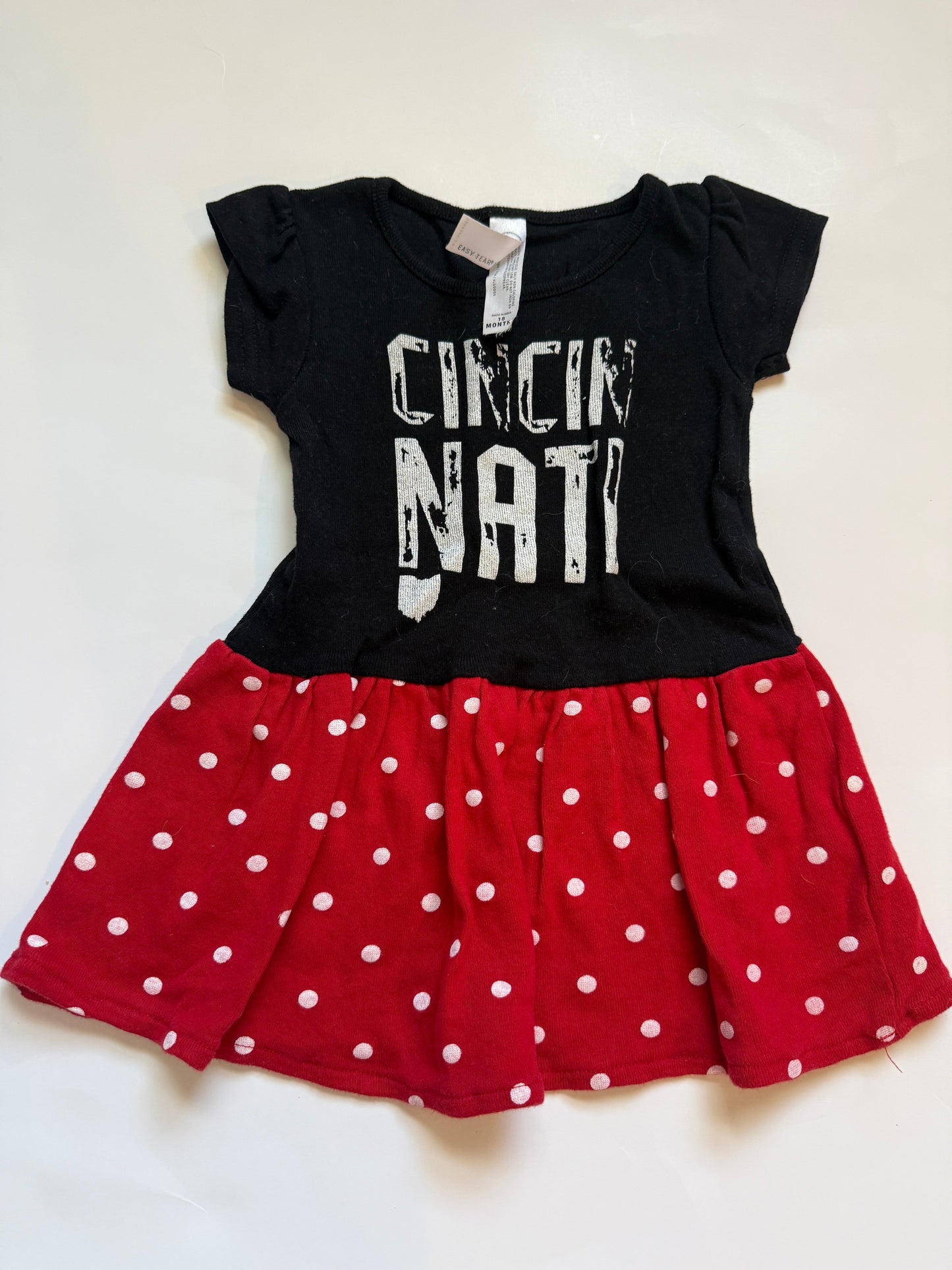 REDUCED #116 Red and black Cincinnati dress girls 18months
