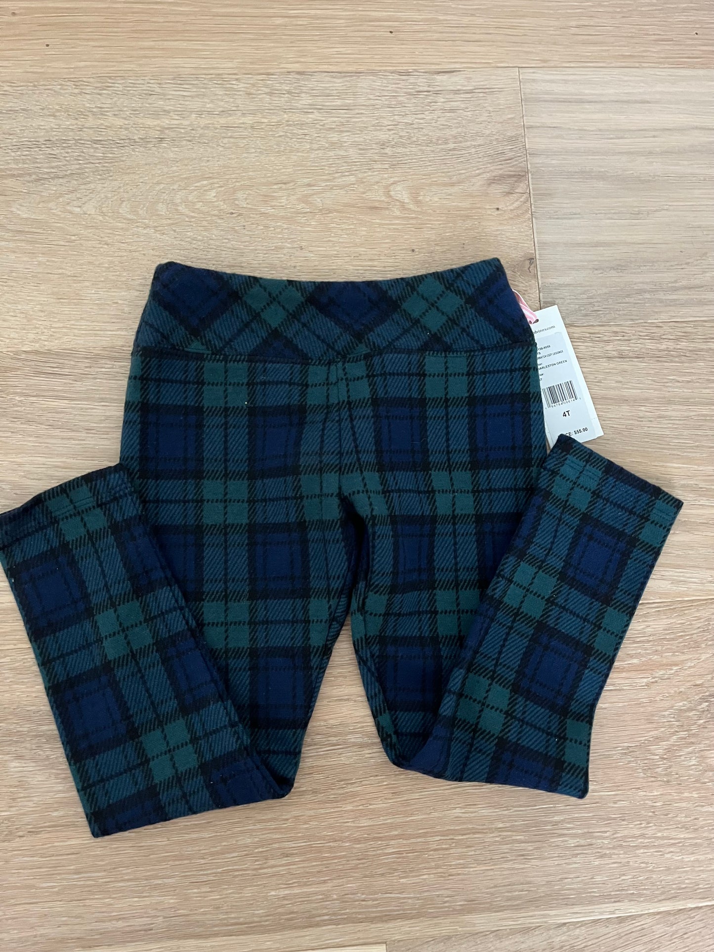 #110 Vineyard Vines Girls 4T Plaid Leggings