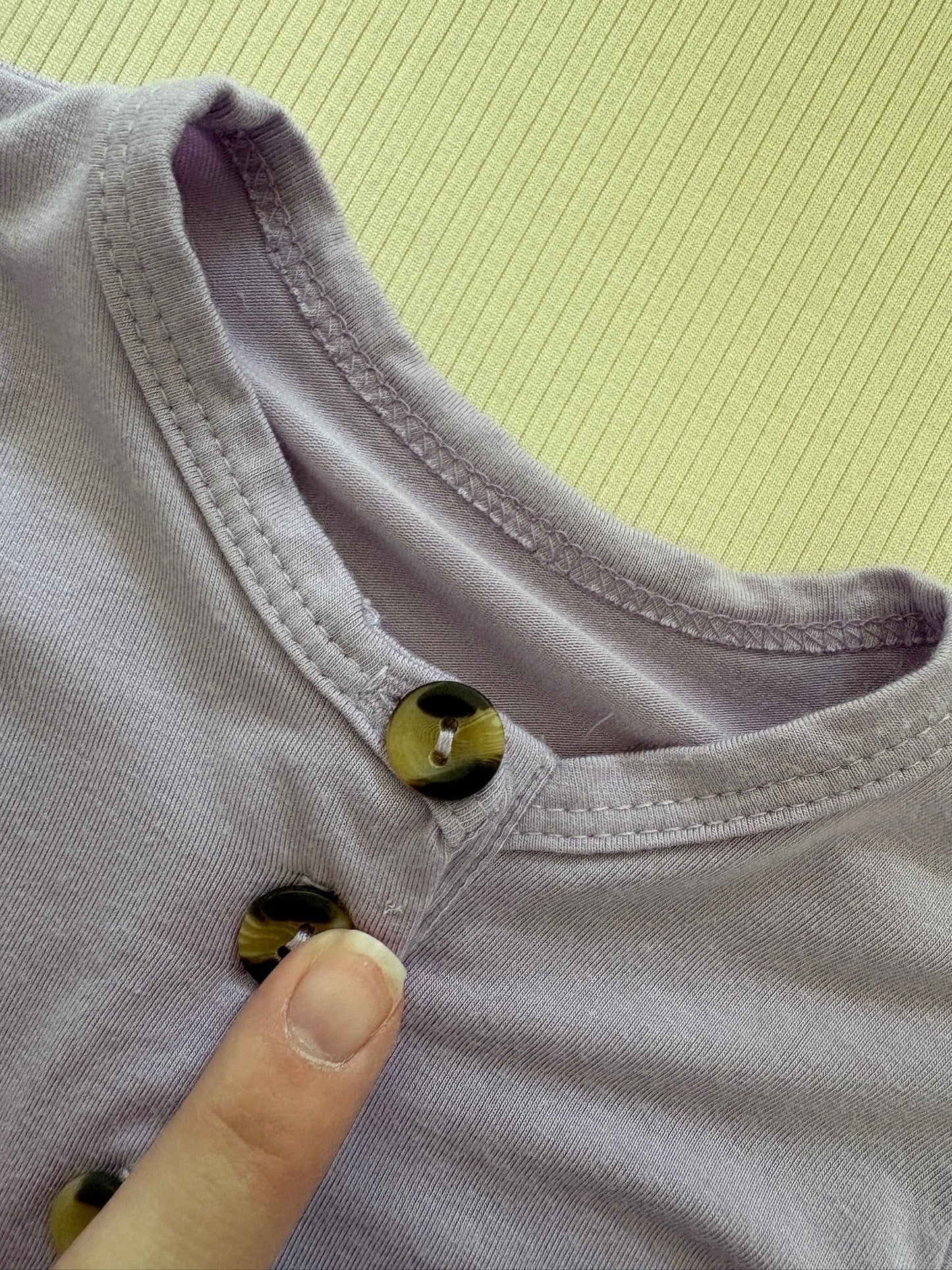 Seller #105 - NB-3M Girls Lou Lou & Co Lilac Knotted Gown GUC - see description