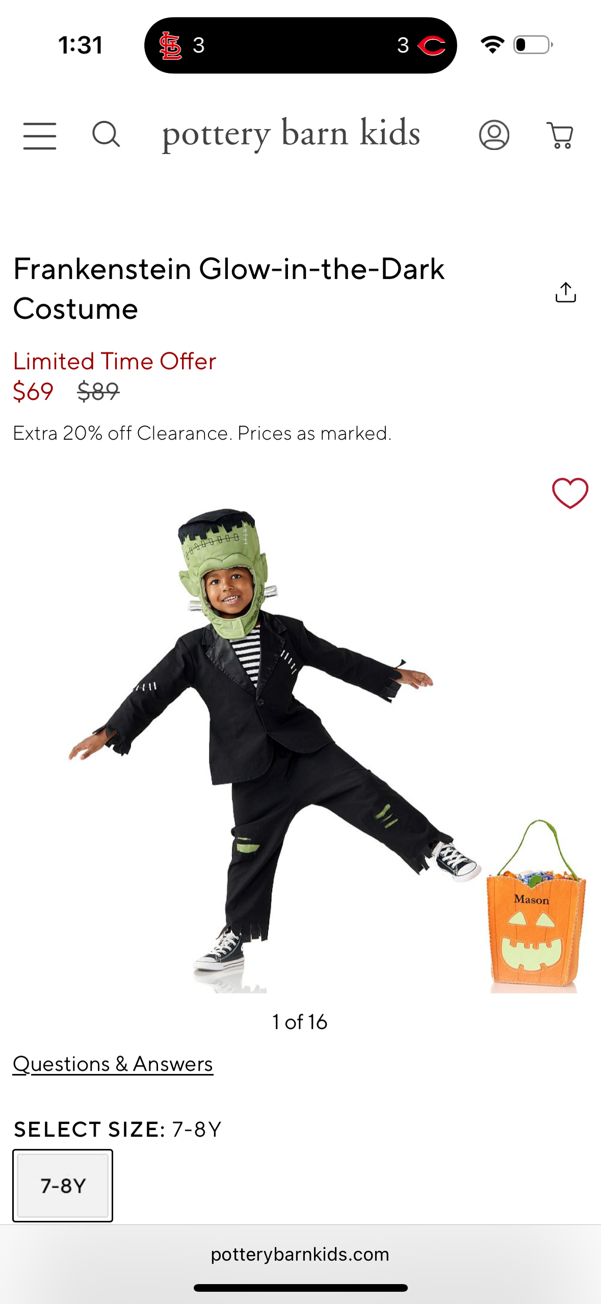 #24 7/8 potterybarn kids Frankenstein costume