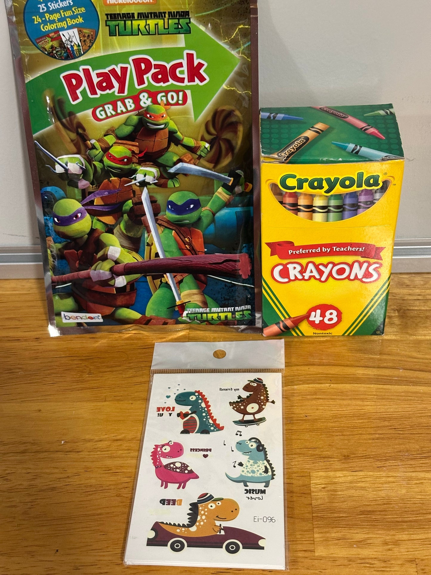 #186 Art Bundle - TMNT Art Pack, Crayons, and Dinosaur Temporary Tattoos