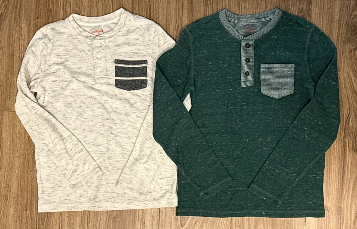 Seller #100 Boys Size M 8/10 Cat and Jack Long Sleeve Green and White Long Sleeve Shirt Bundle
