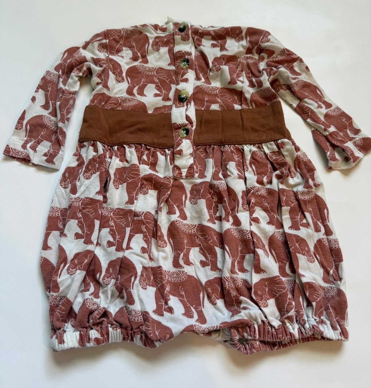 REDUCED #116 Kate Quinn bamboo elephant romper girls 3-6 months