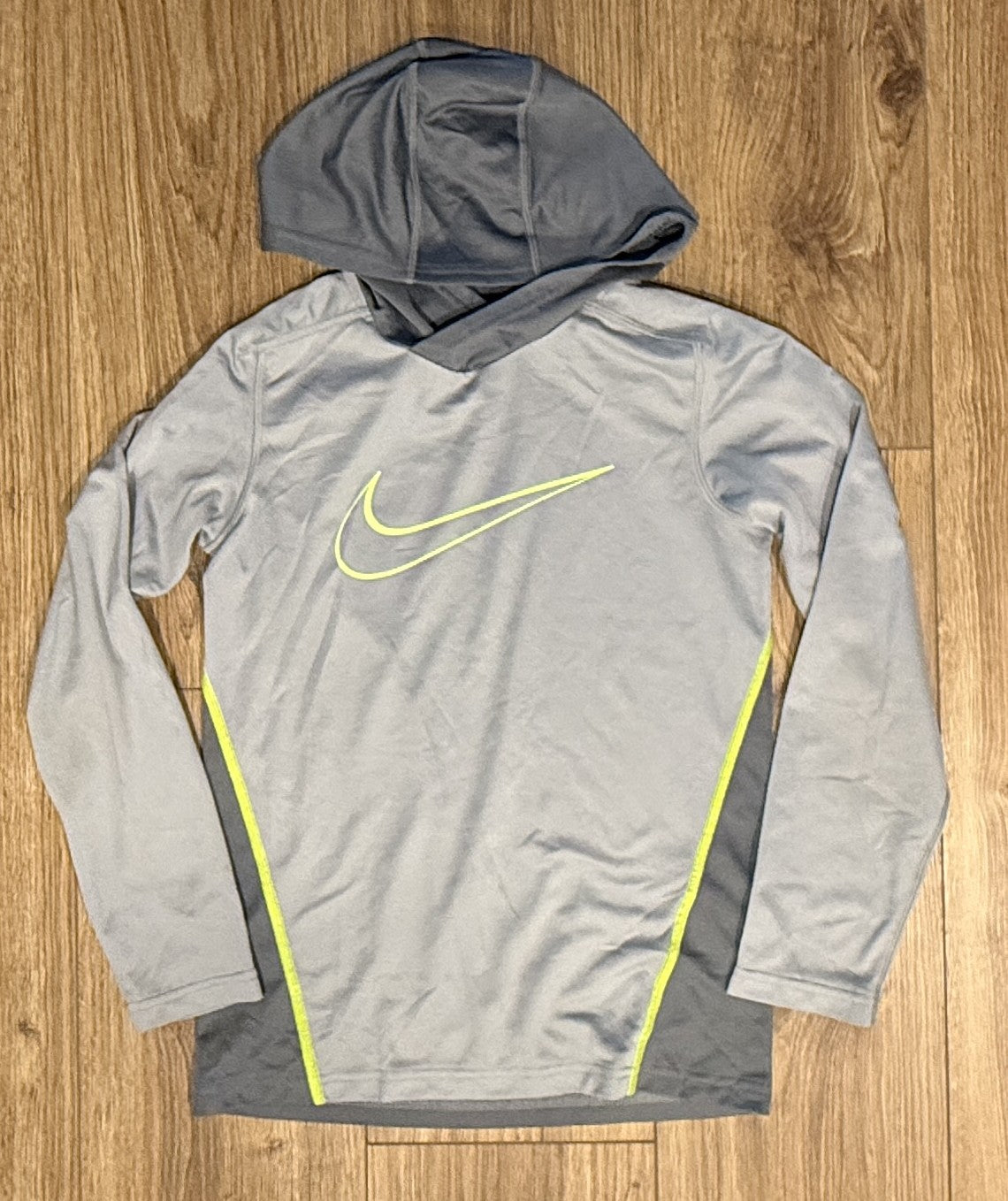 Seller #100 Boys Size Medium Nike Dri-Fit Lightweight Gray Hooded Shirt