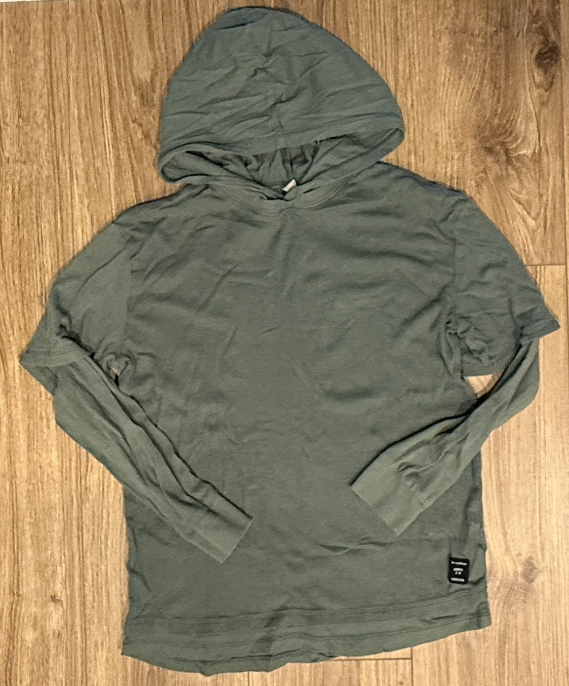 Seller #100 Boys Size 10 Zara Boys Collection Military Green Hooded Waffle Long Sleeve Shirt