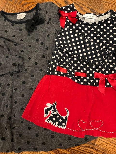 #36 Girls 4t Polka dot long sleeved Dresses
