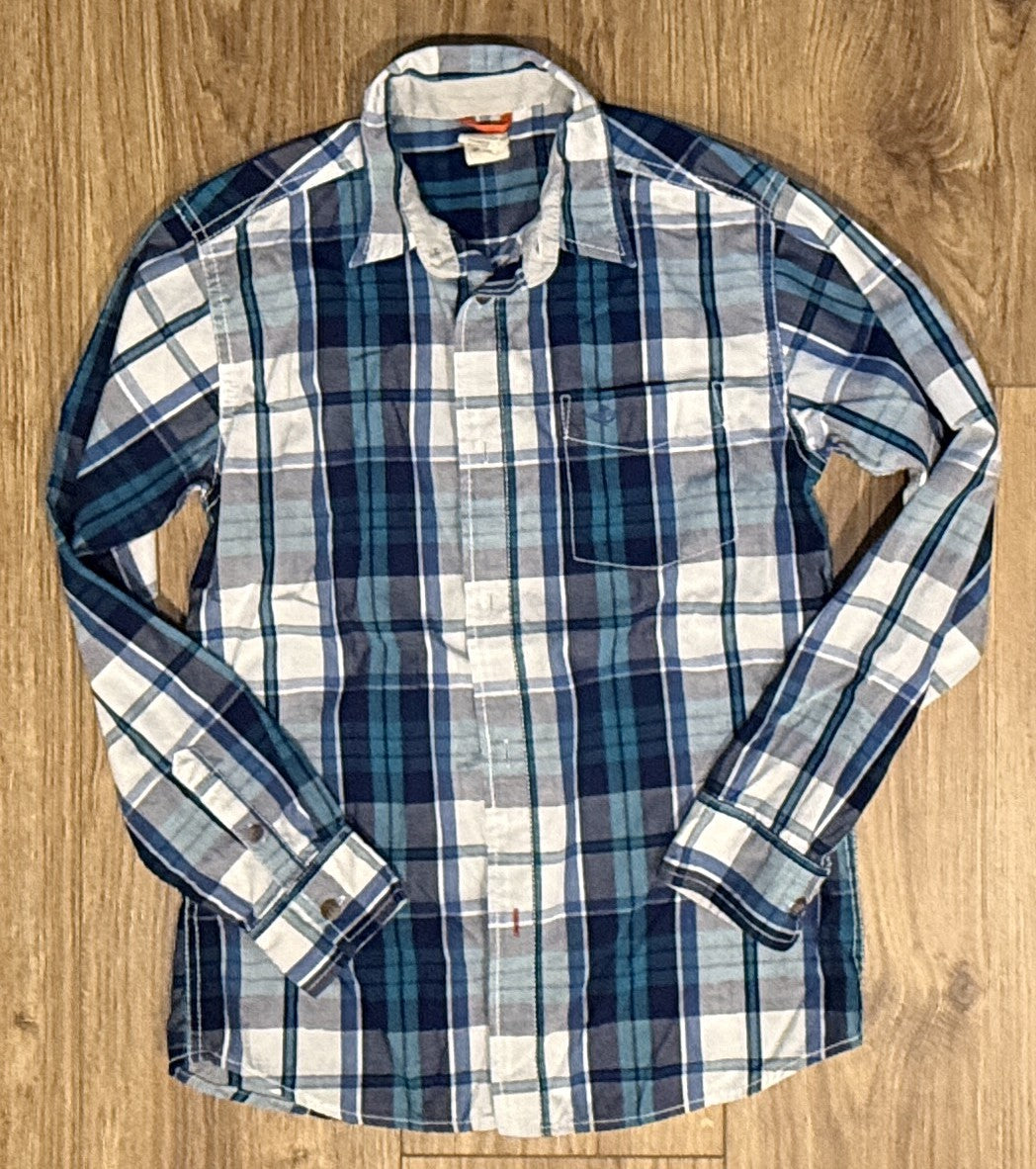 Seller #100 Boys Size M 10/12 Docker Blue Plaid Button Down Shirt
