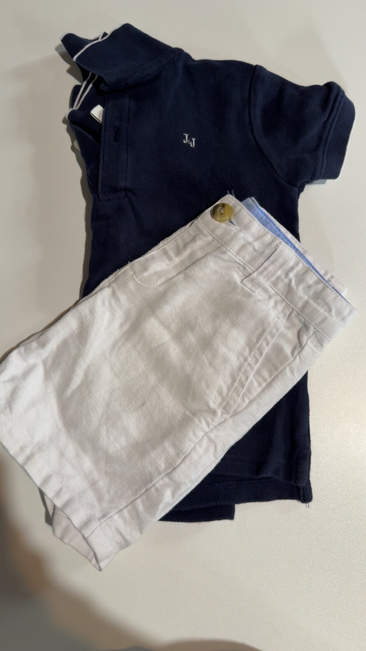 #49 Boys Janie and Jack navy polo and white shorts 3T GUC