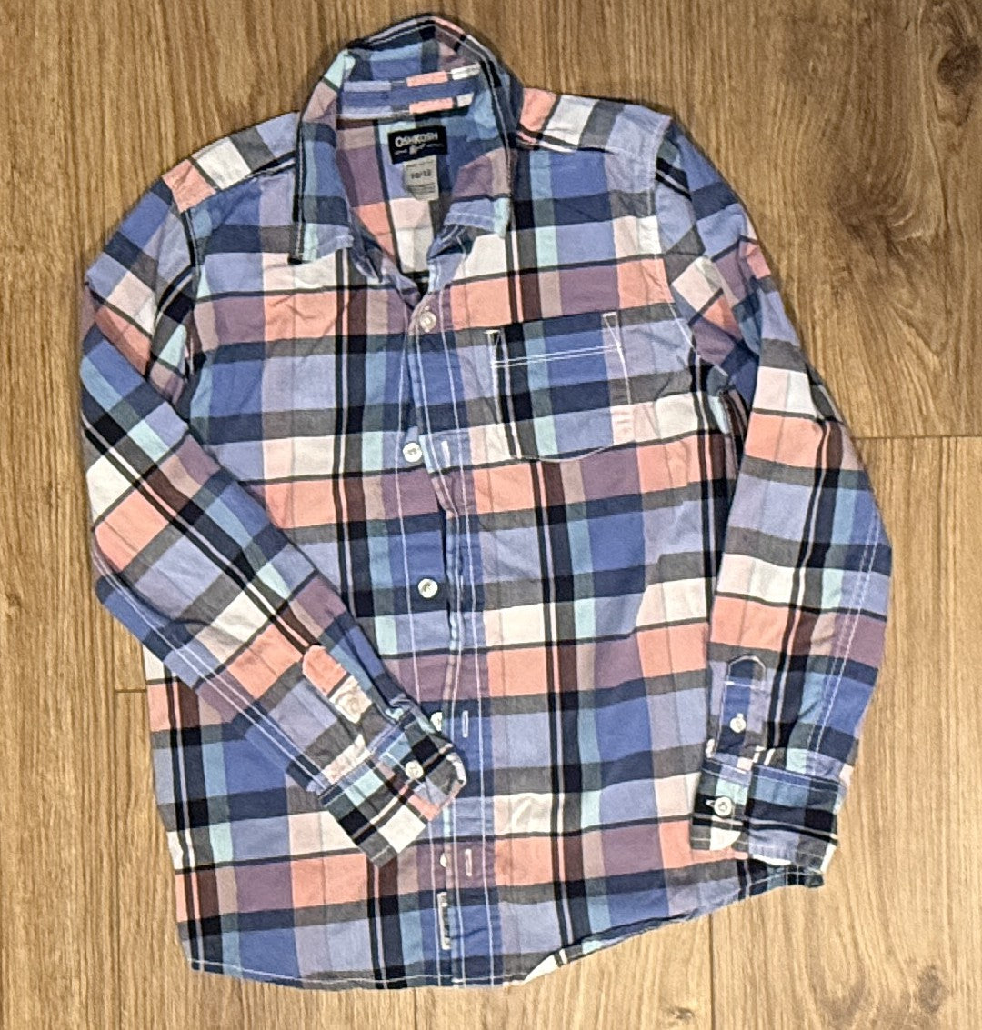 Seller #100 Boys Size 10/12 OshKosh Plaid Button Down Shirt