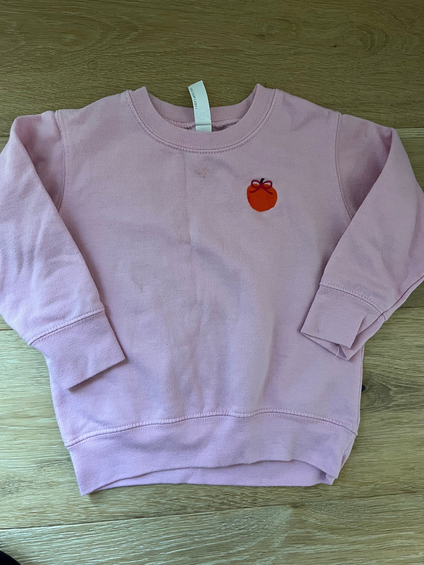 #110 Girls 3T Pink Pumpkin Embroidered Sweatshirt
