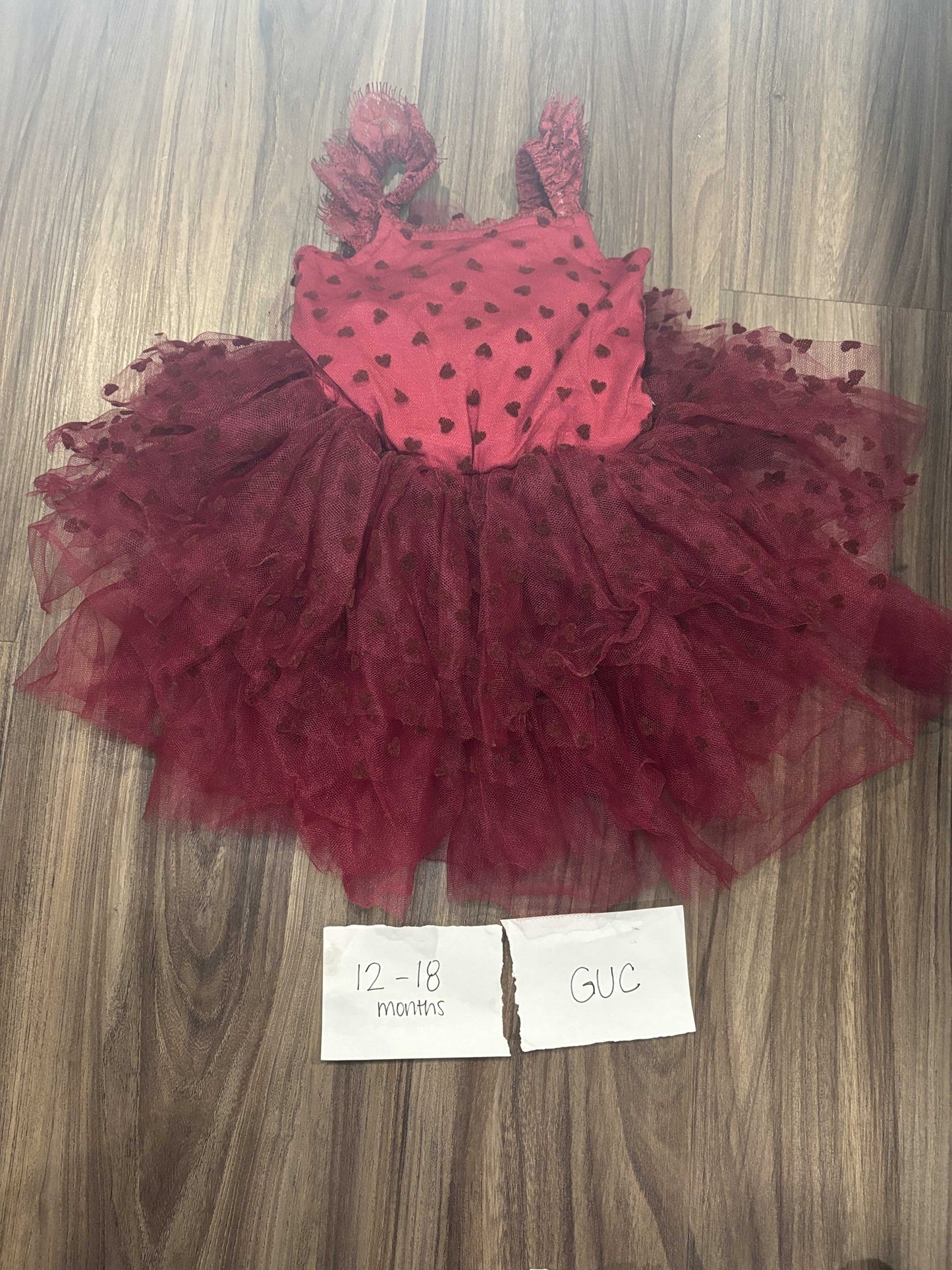#77 - 12-18 Mo - GUC Bums & Roses - Heart Tutu Dress