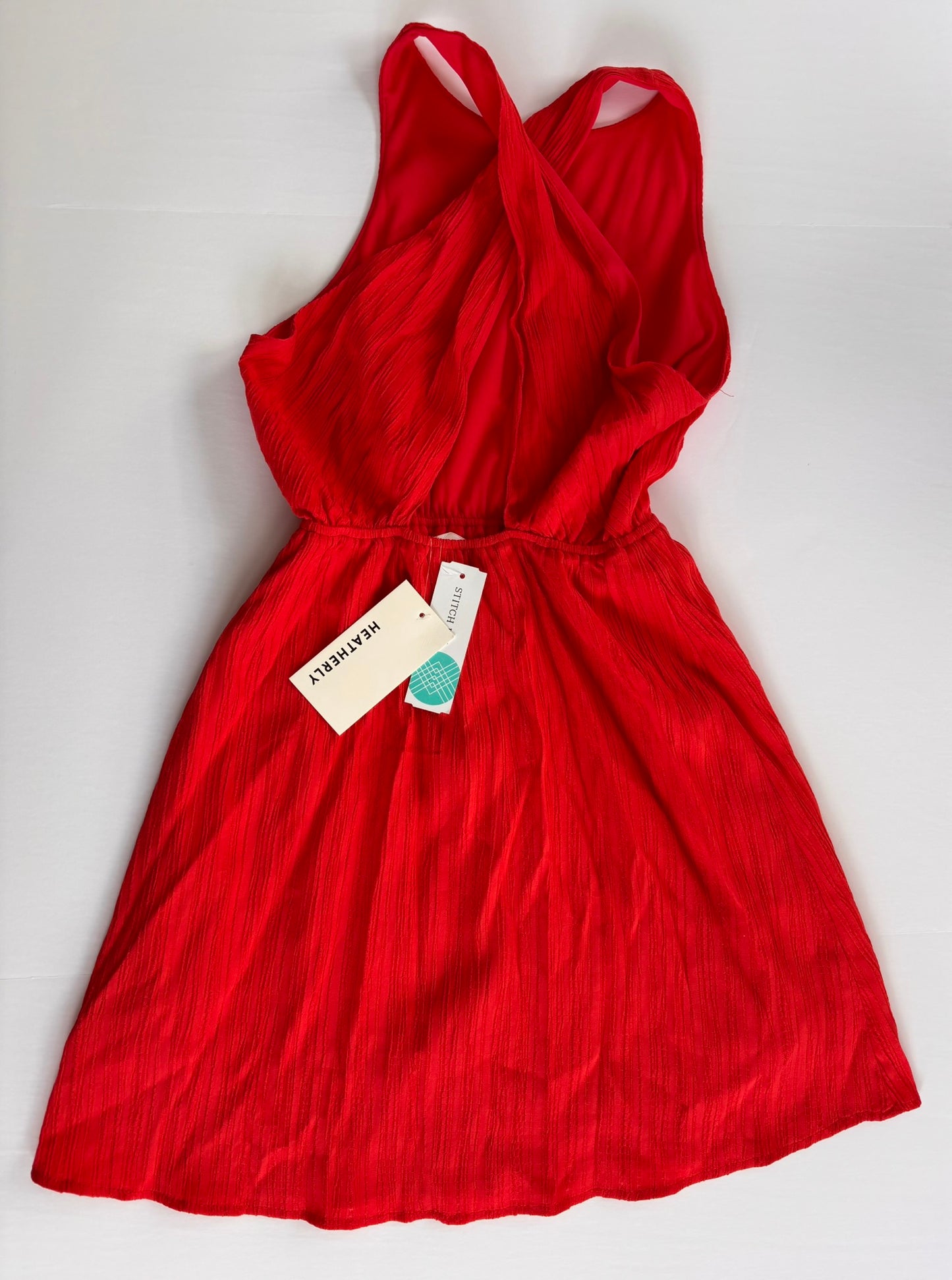 #84 NWT Heatherly Cross-Back Sleeveless Mini Dress Red Women Size XSP