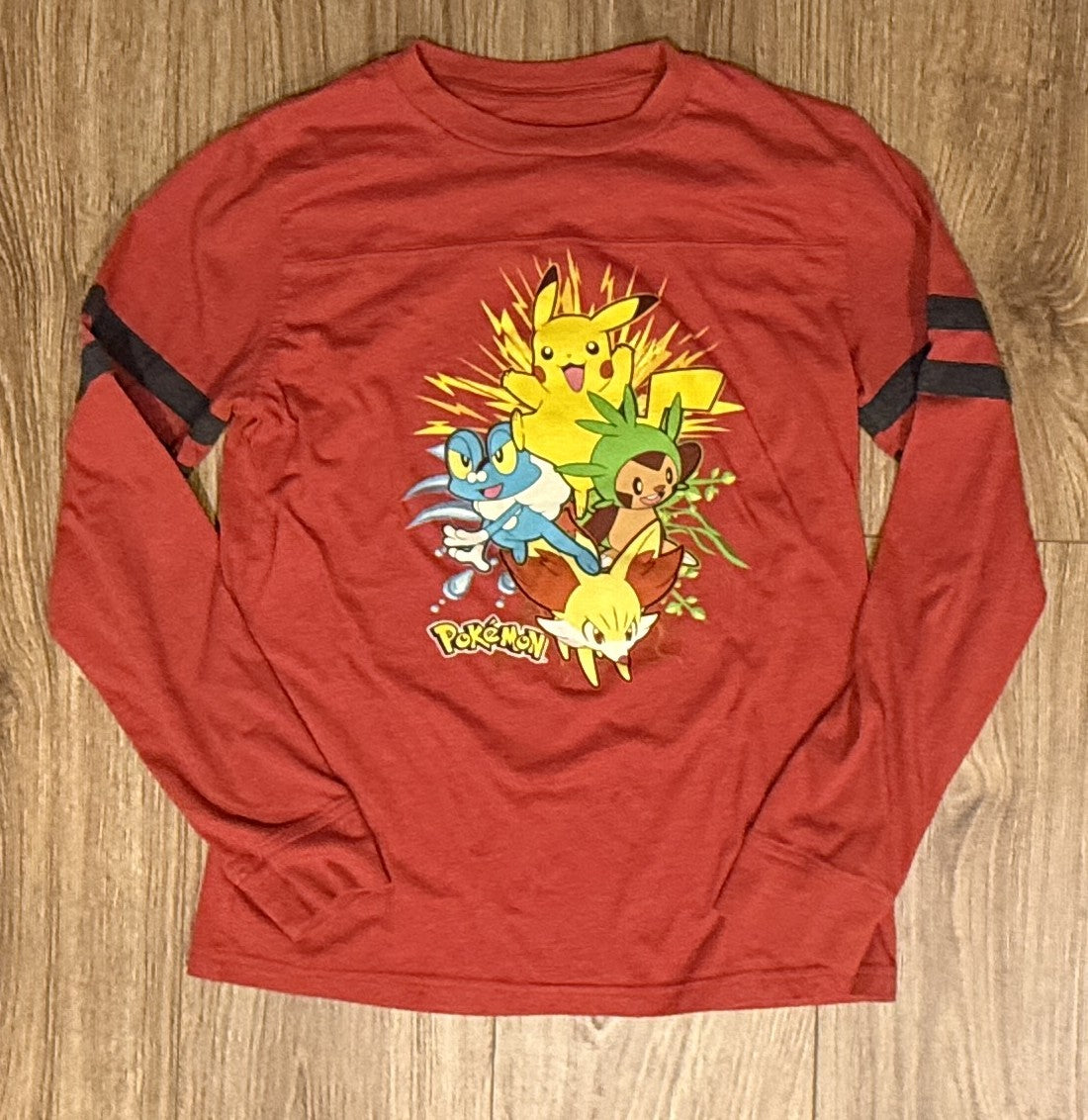 Seller #100 Boys Size Large Pokemon Red Ringer Long Sleeve Shirt