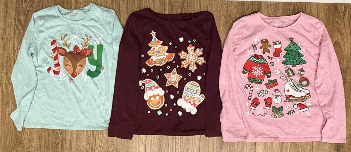 Seller #100 Girls Size 7/8 Children's Place Christmas Long Sleeve Shirt Bundle