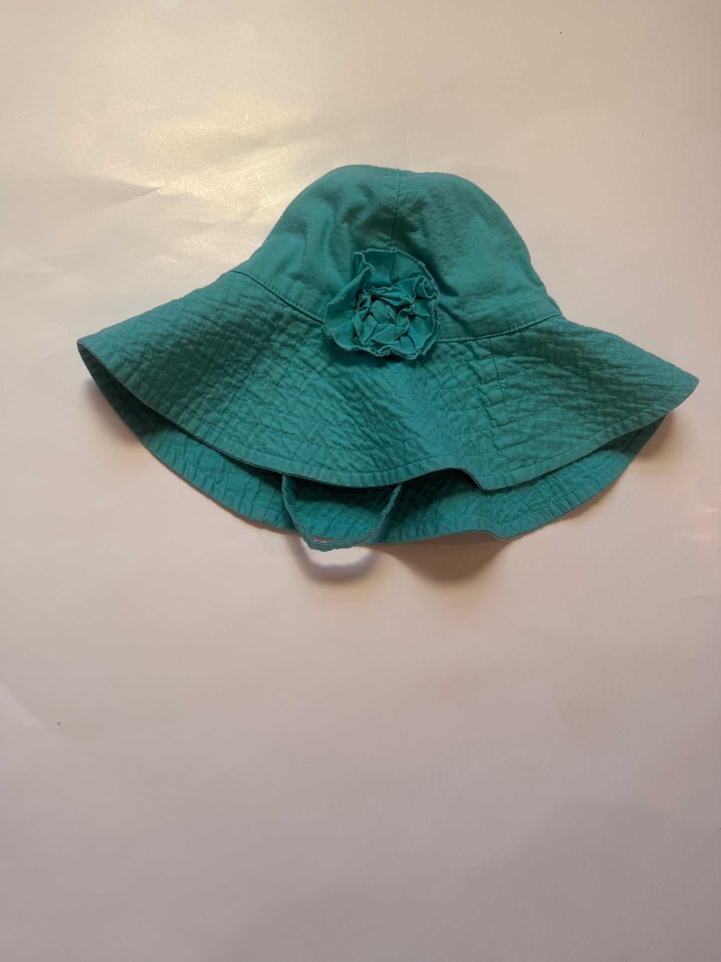 Gap baby teal sun hat with flower girls 0-6 months
